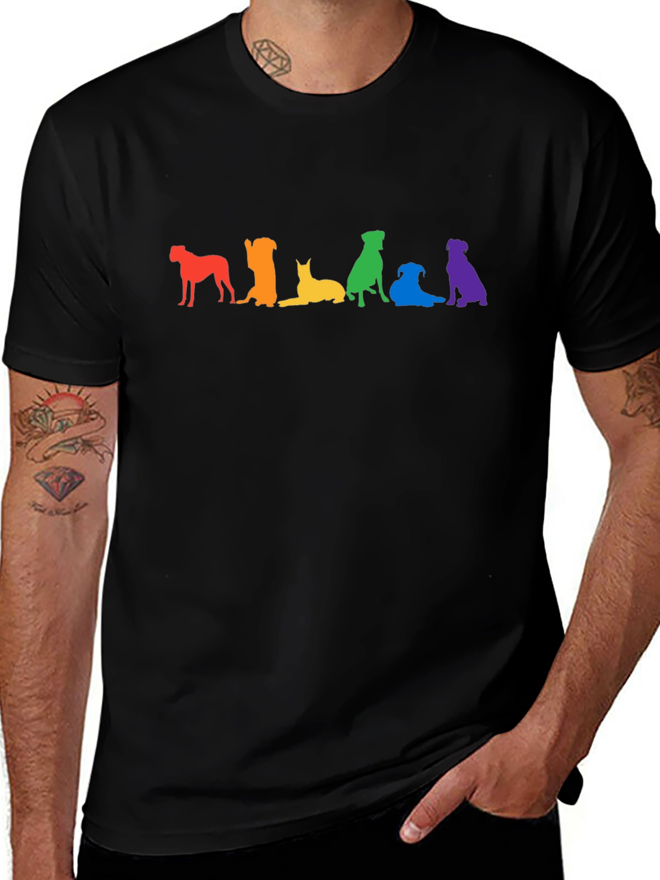 Rainbow Dog Breed Silhouette Graphic Tee