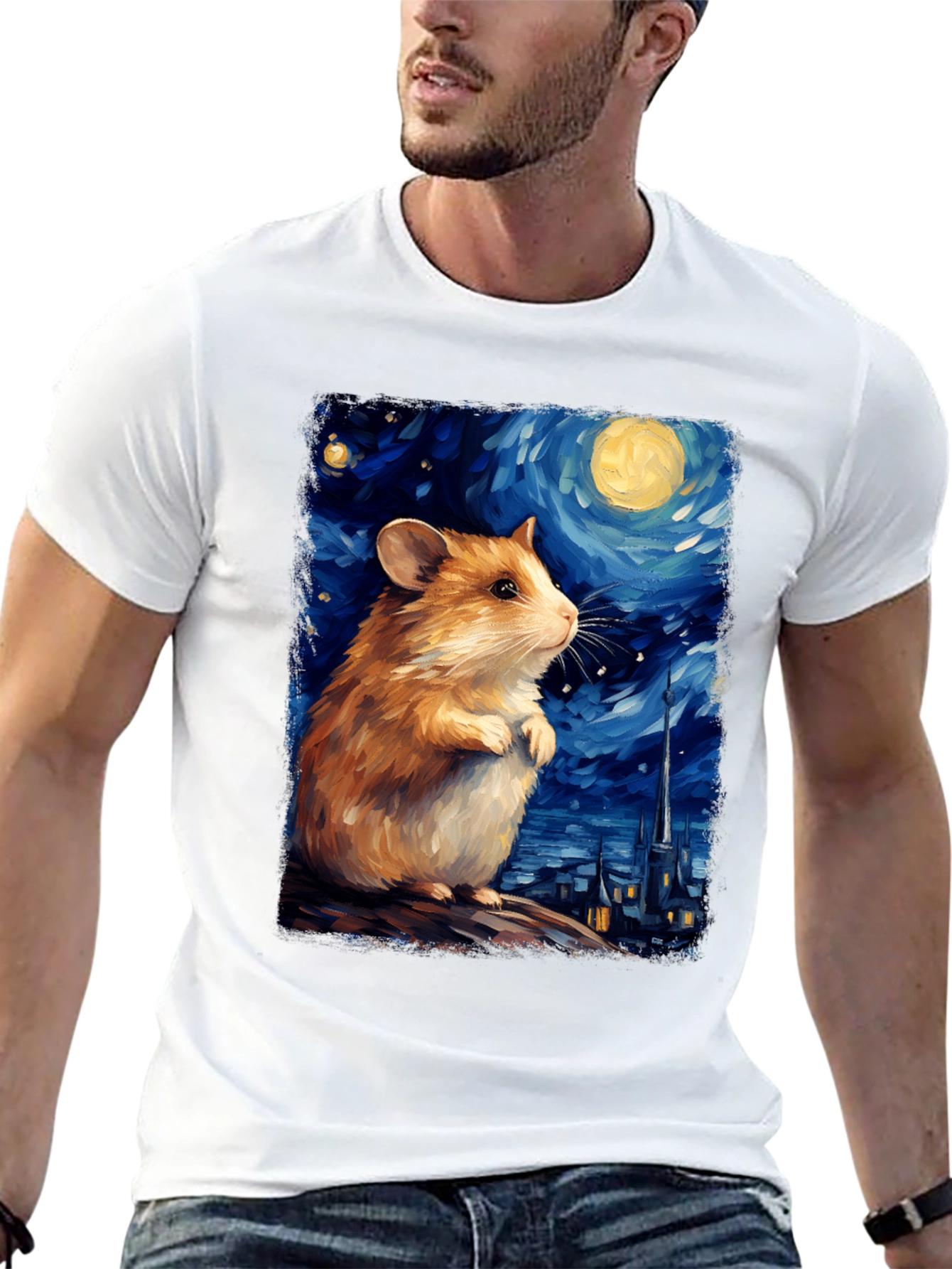 Hamster Starry Night Art T-Shirt