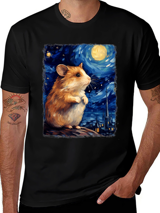 Hamster Starry Night Art T-Shirt