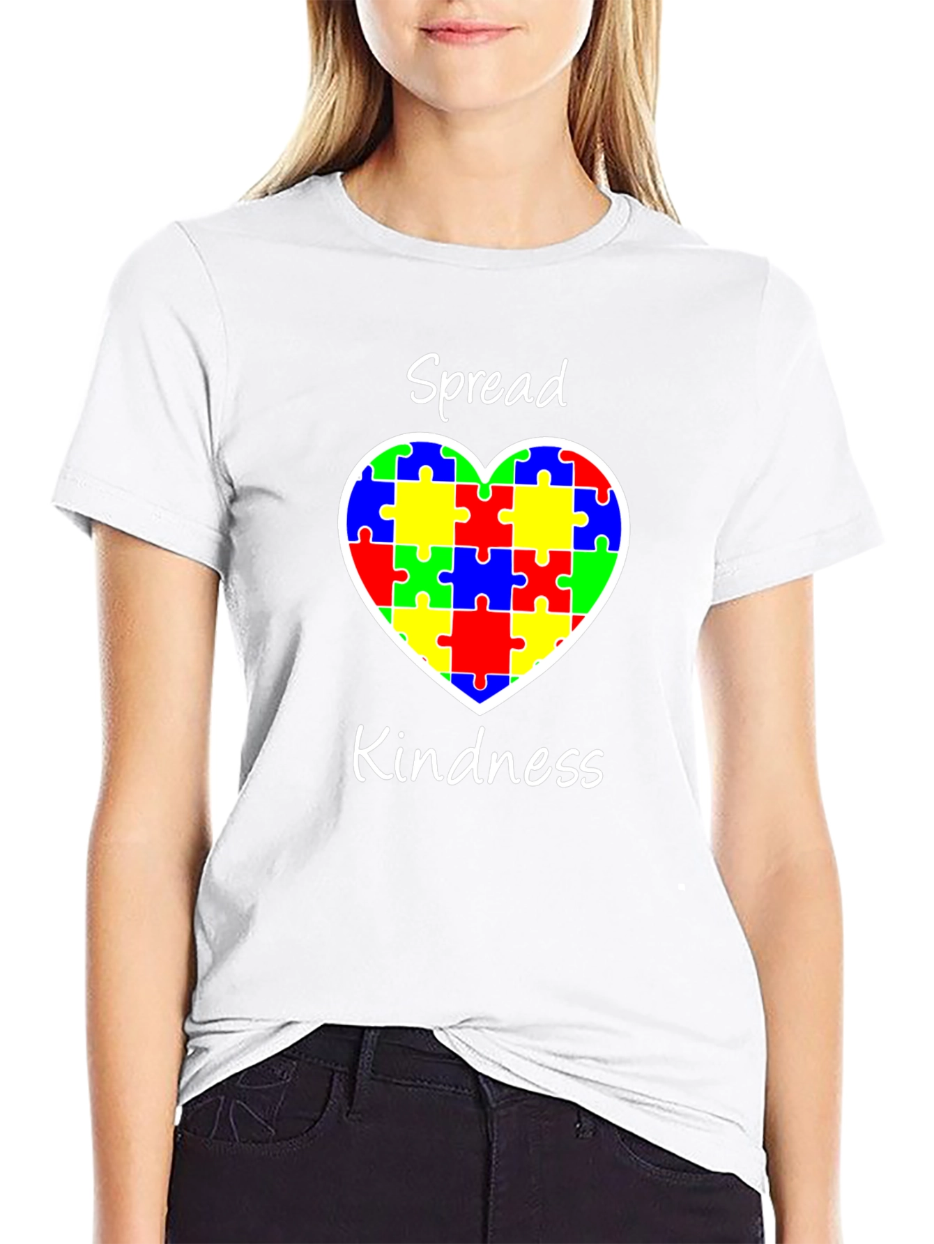 Spread Kindness Puzzle Heart Tee