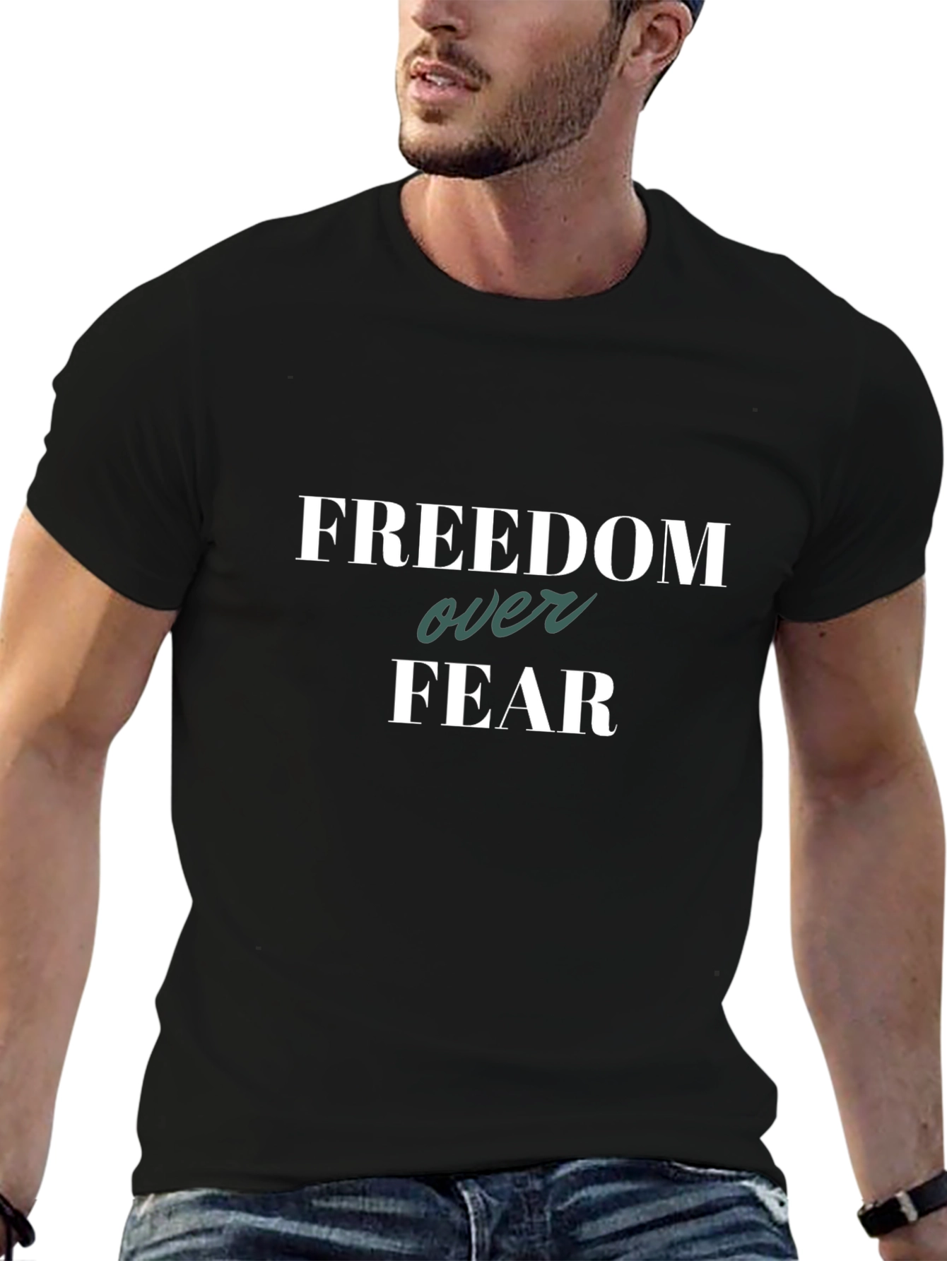 Freedom Over Fear Graphic Black T-Shirt
