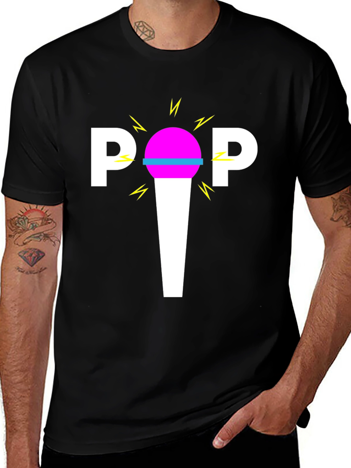 Retro POP Graphic Tee - Black Cotton Blend