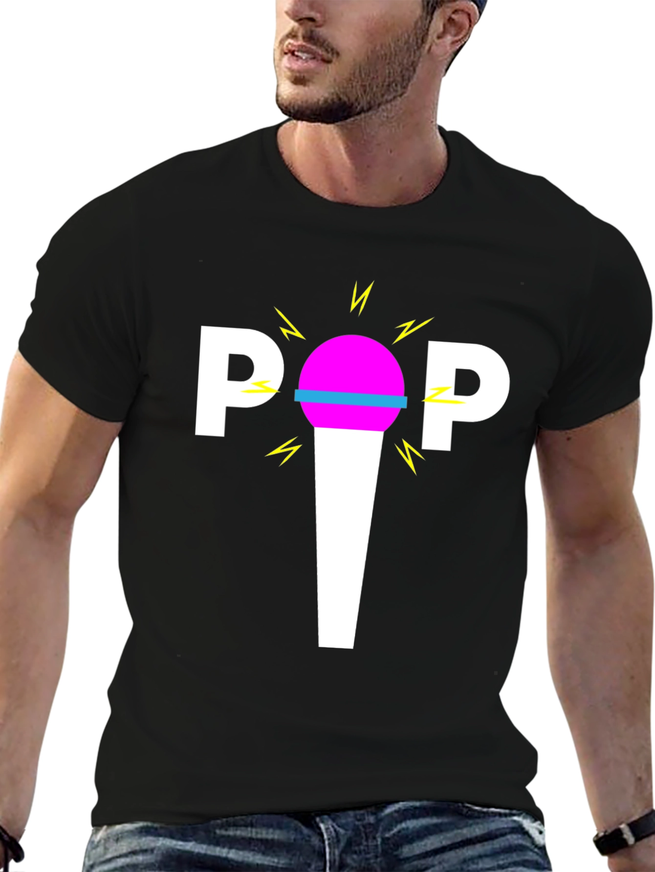 Retro POP Graphic Tee - Black Cotton Blend