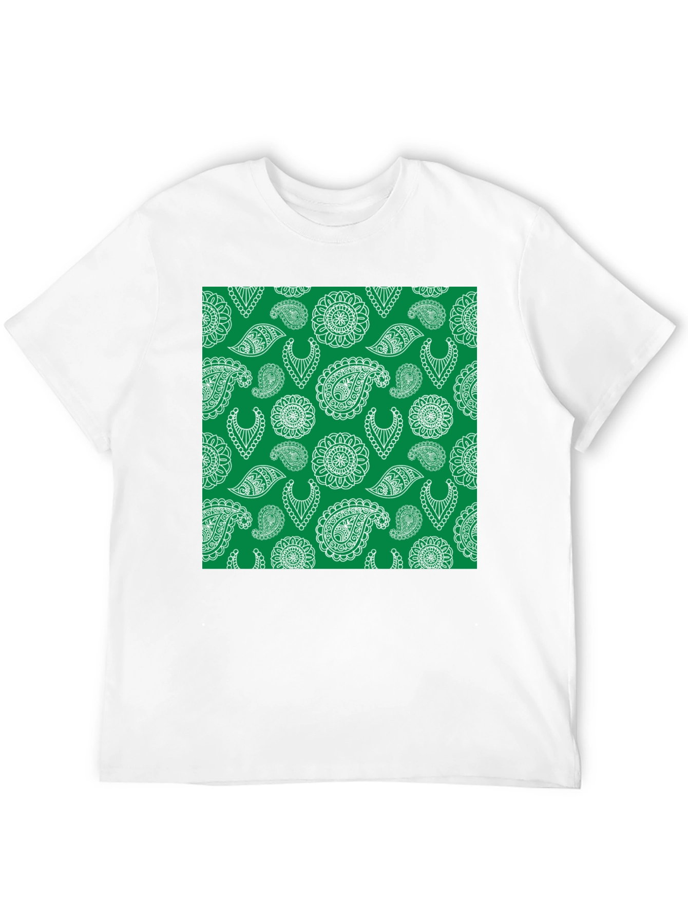 Green Paisley Graphic Tee - Stylish Mens T-Shirt