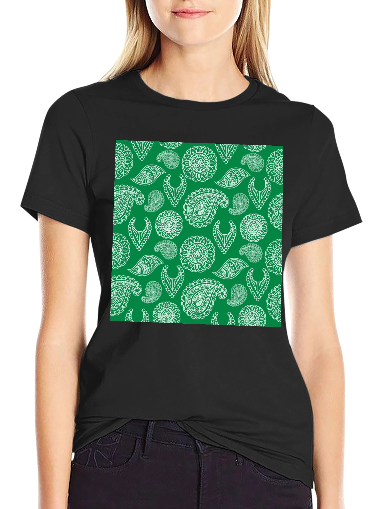 Green Paisley Graphic Tee - Stylish Mens T-Shirt
