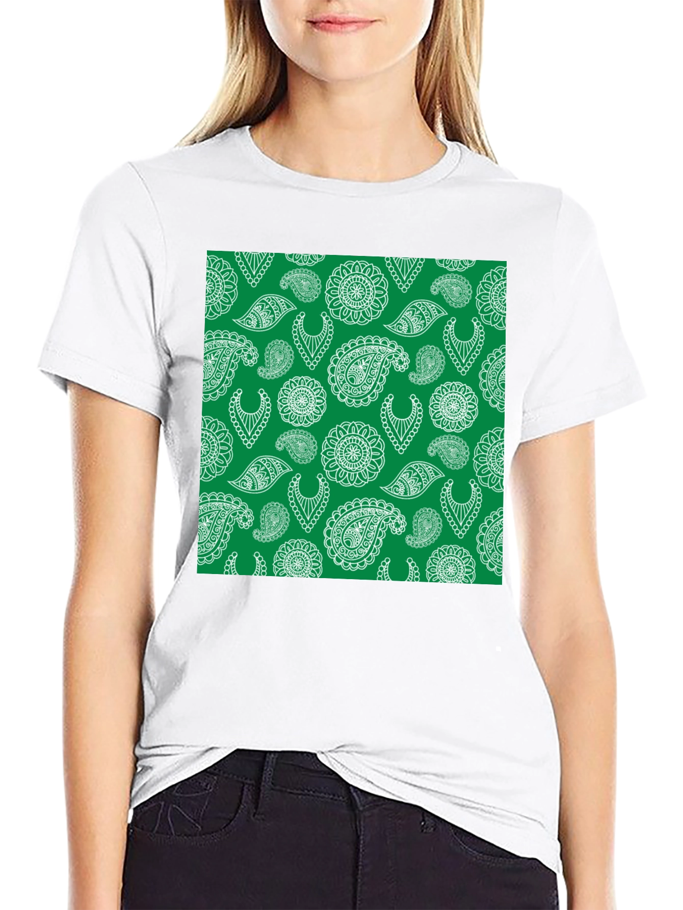 Green Paisley Graphic Tee - Stylish Mens T-Shirt