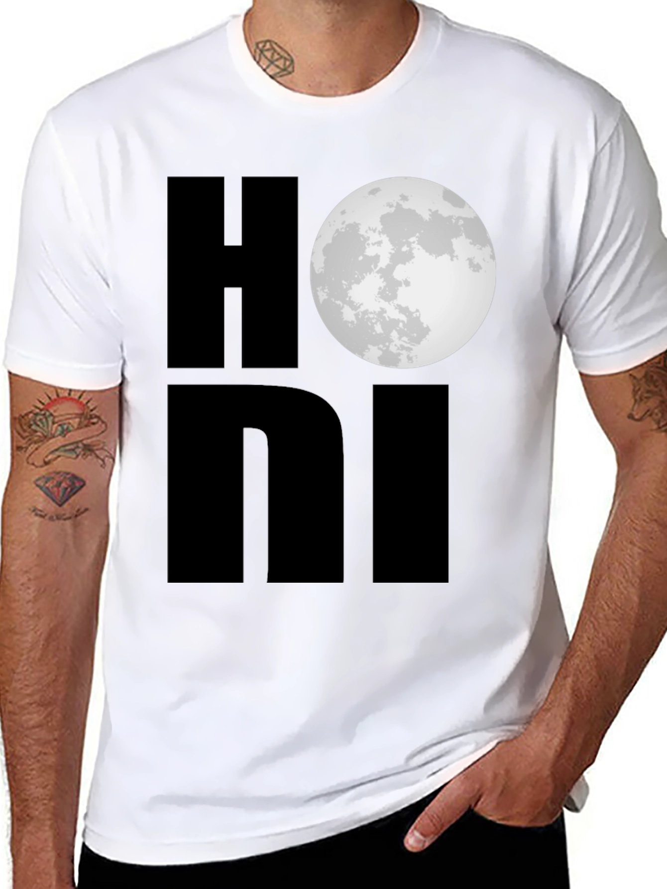 Honi Moon Graphic Black T-Shirt