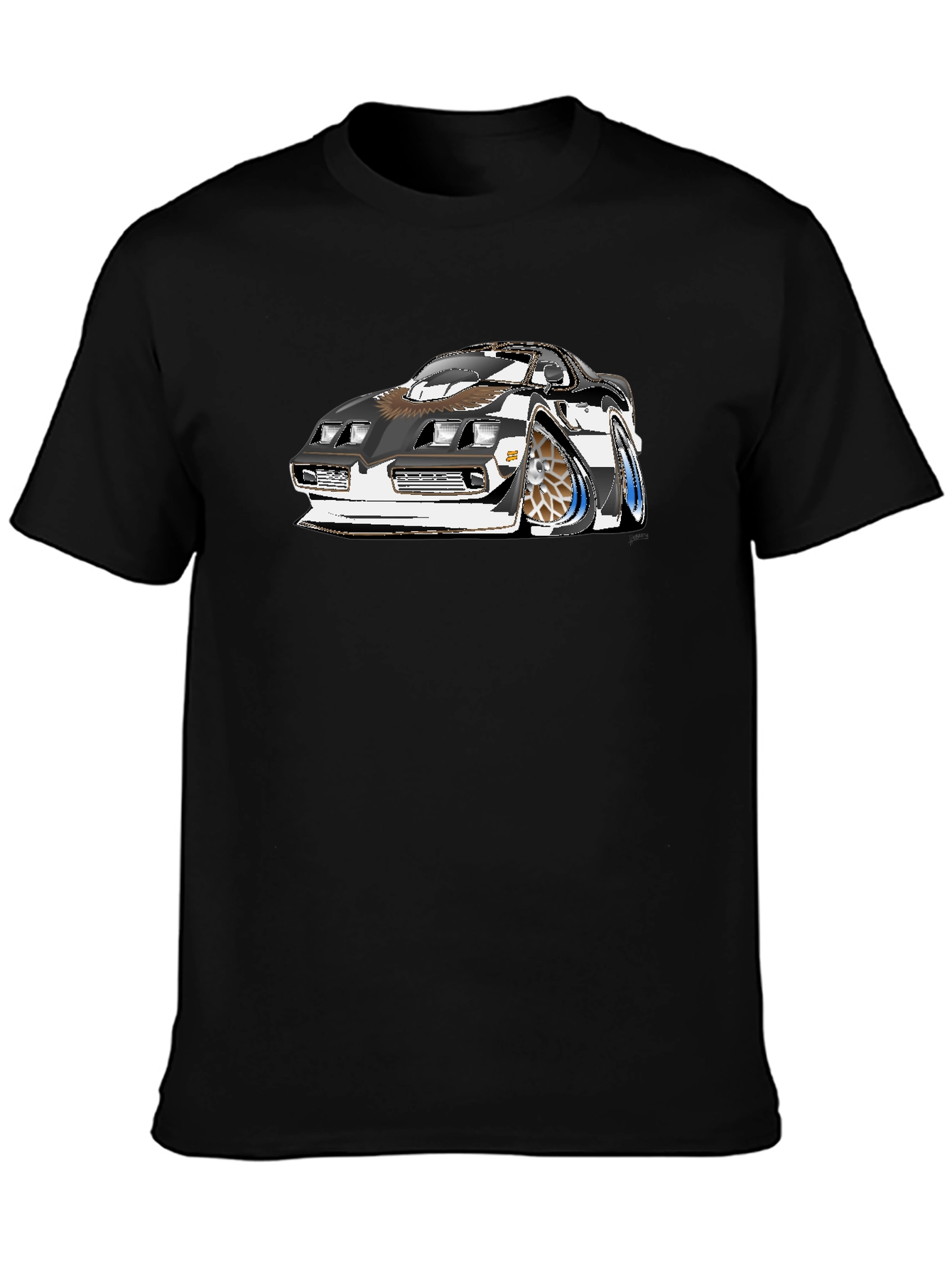 Car Graphic Tee - Black Cotton T-Shirt