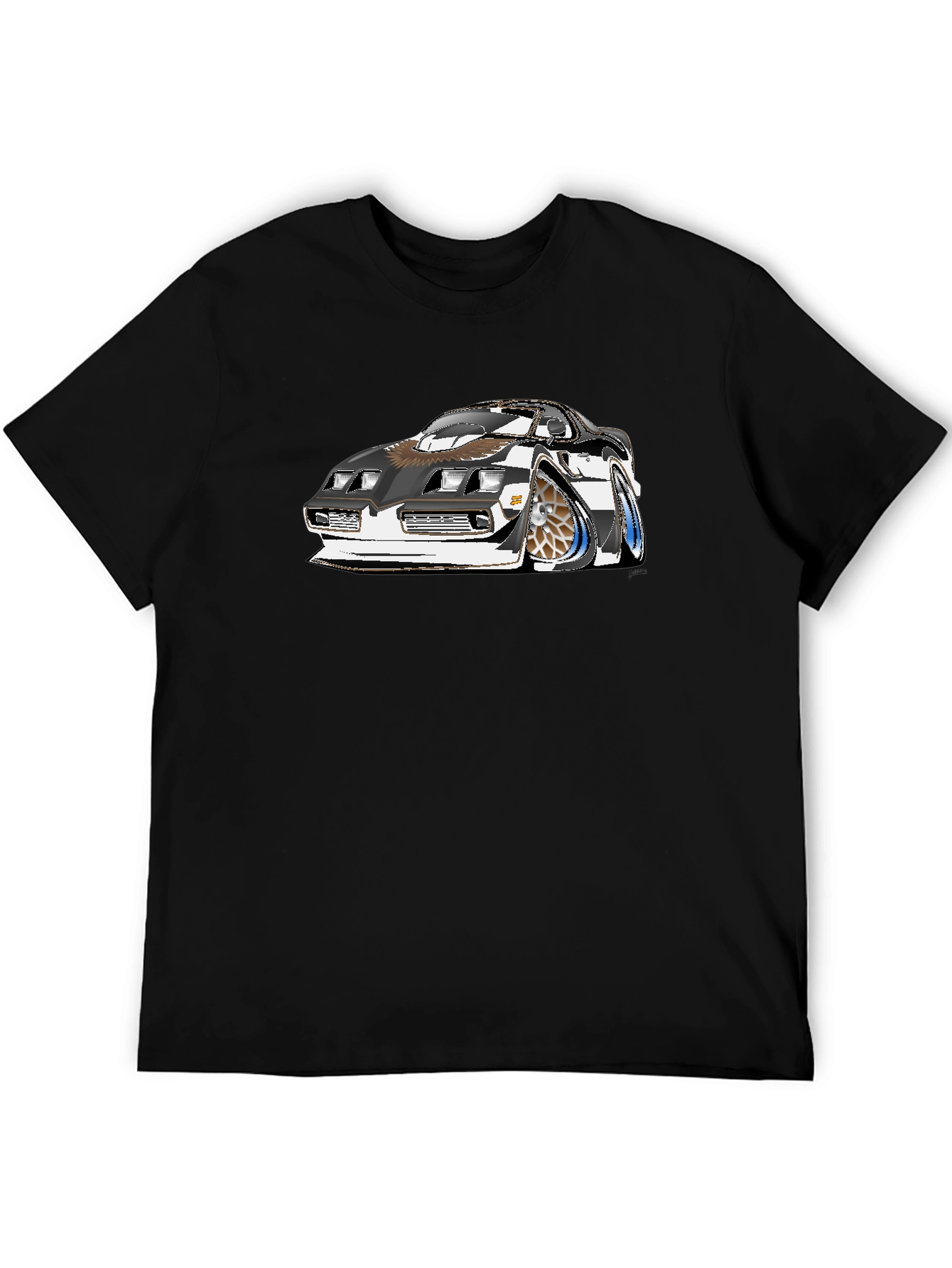Car Graphic Tee - Black Cotton T-Shirt