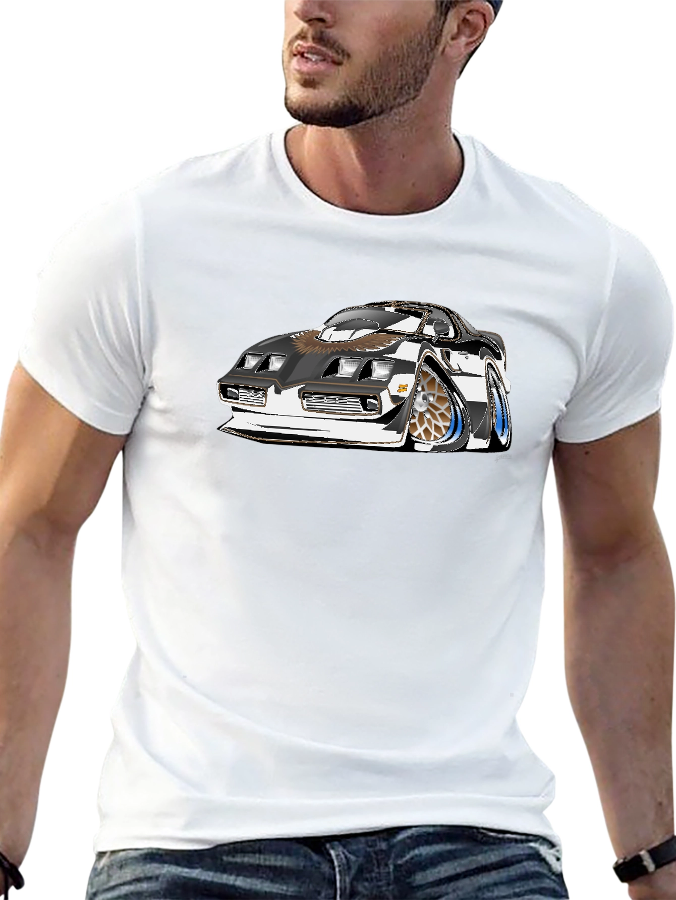 Car Graphic Tee - Black Cotton T-Shirt