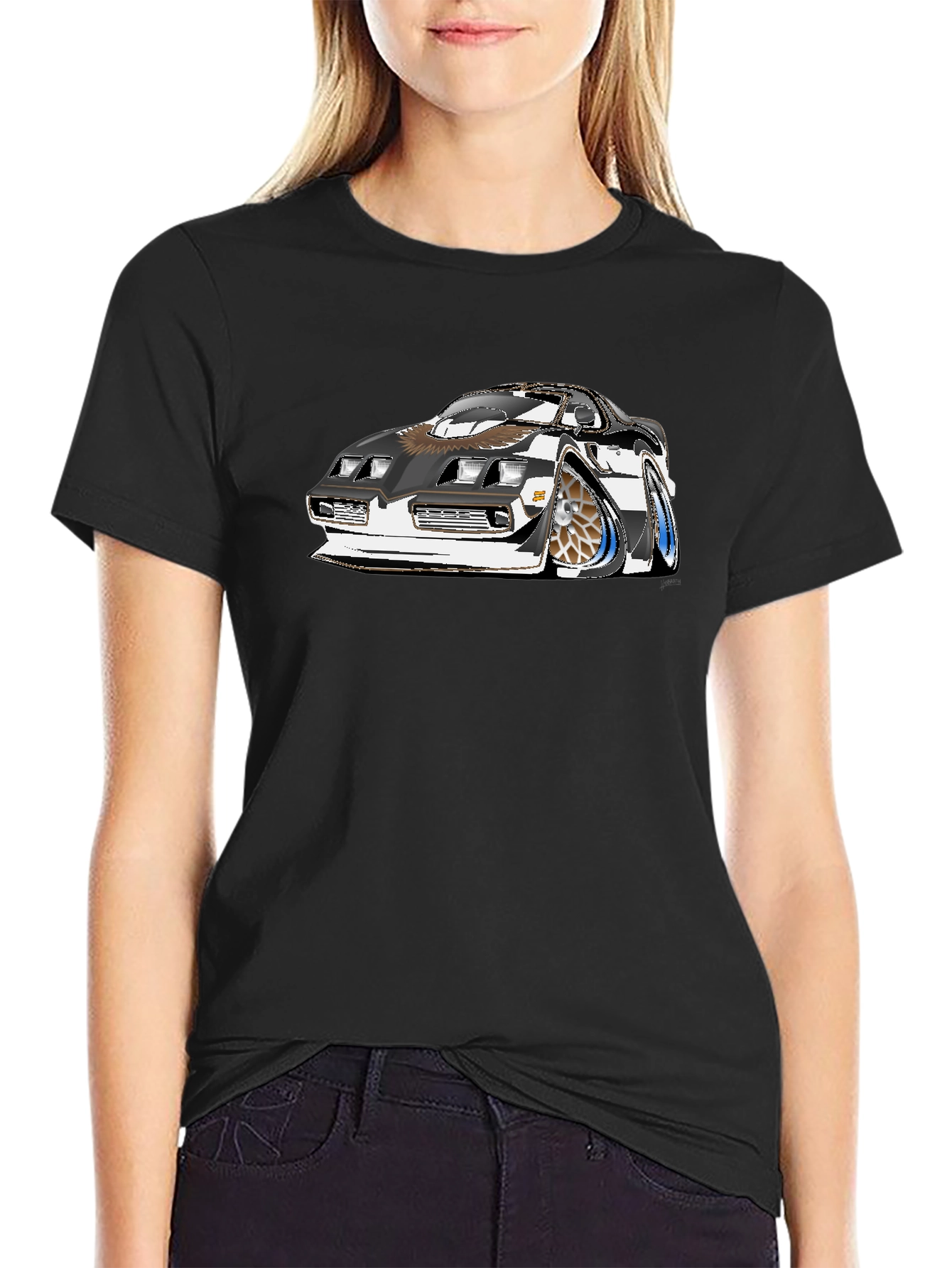 Car Graphic Tee - Black Cotton T-Shirt