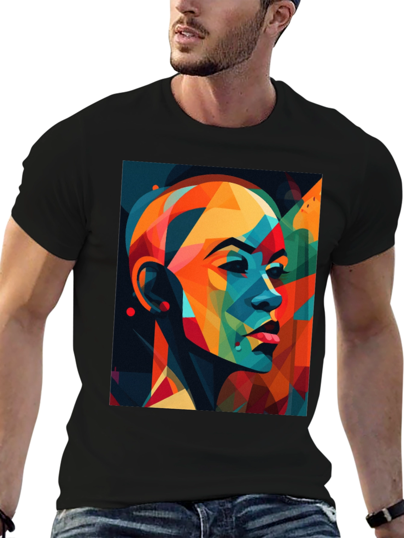 Abstract Woman Black Graphic Tee