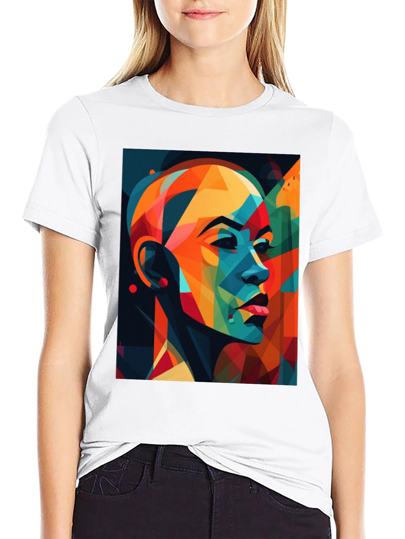 Abstract Woman Black Graphic Tee
