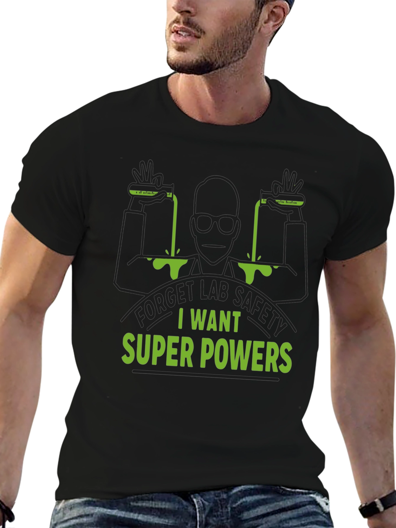 Super Power Lab T-Shirt: Black Bold Design