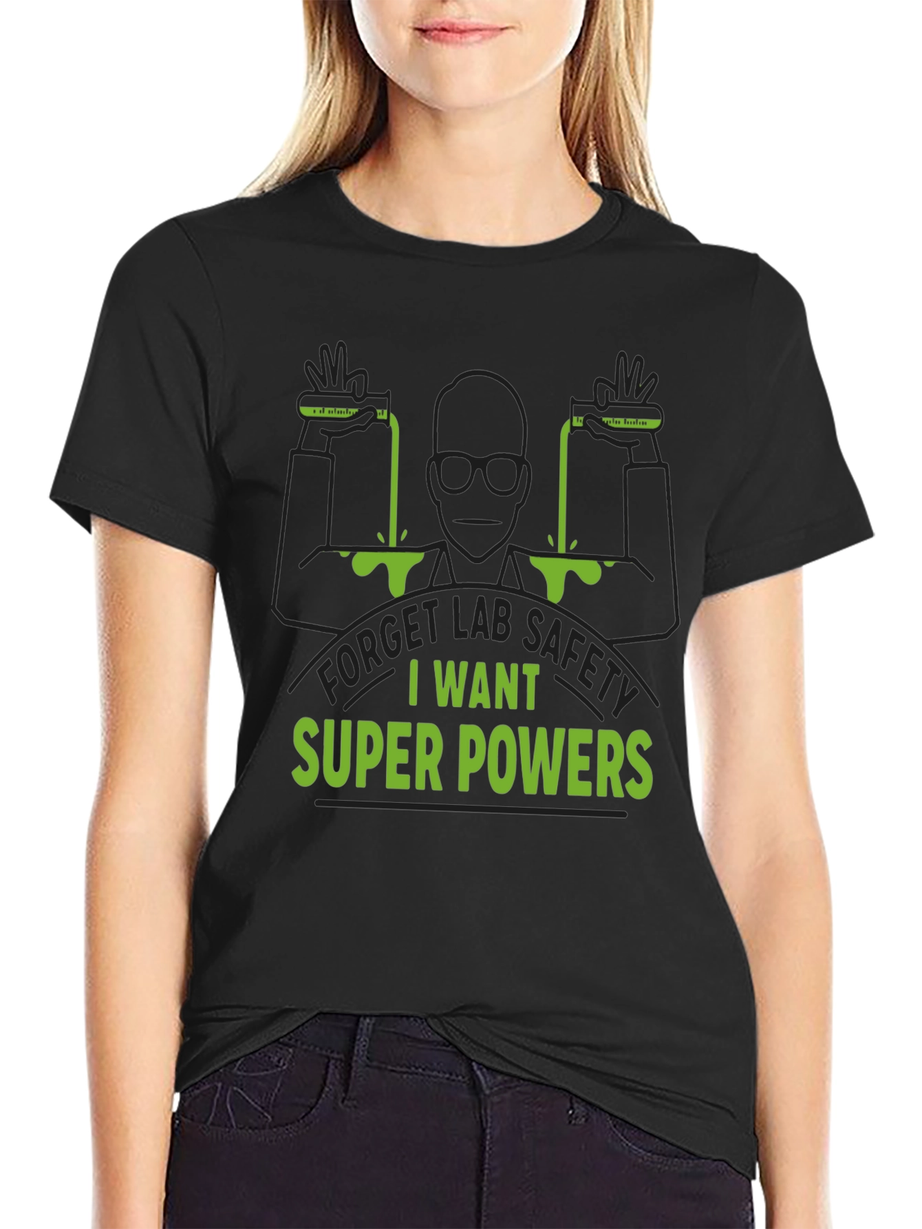 Super Power Lab T-Shirt: Black Bold Design