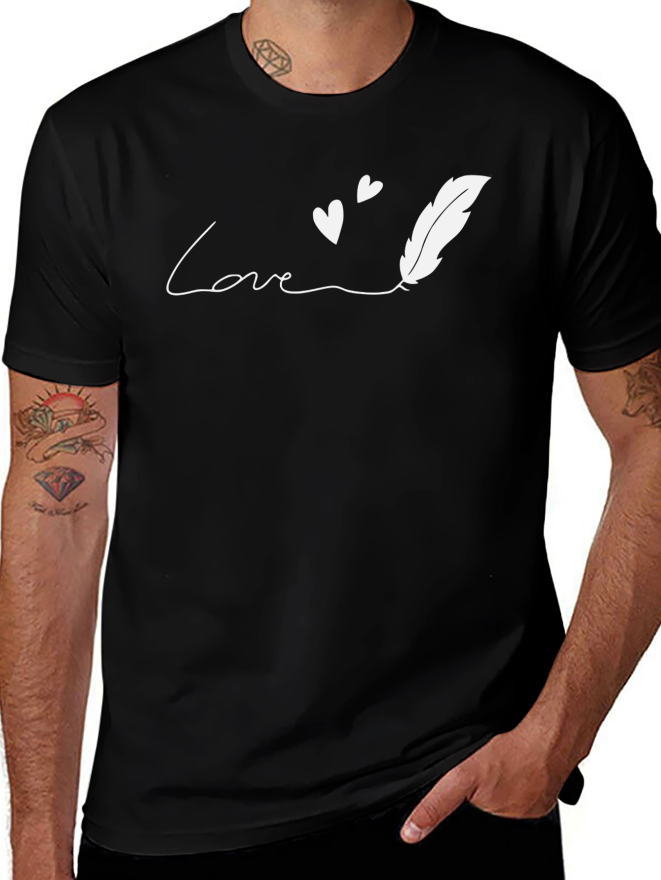 Love Feather Graphic Tee - Stylish Black T-Shirt