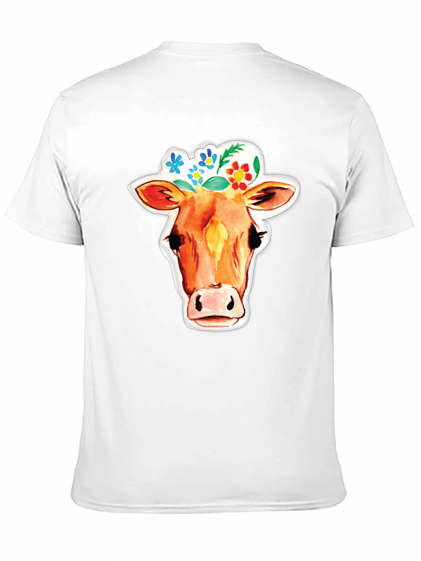 Cow with Floral Crown Graphic T-Shirt