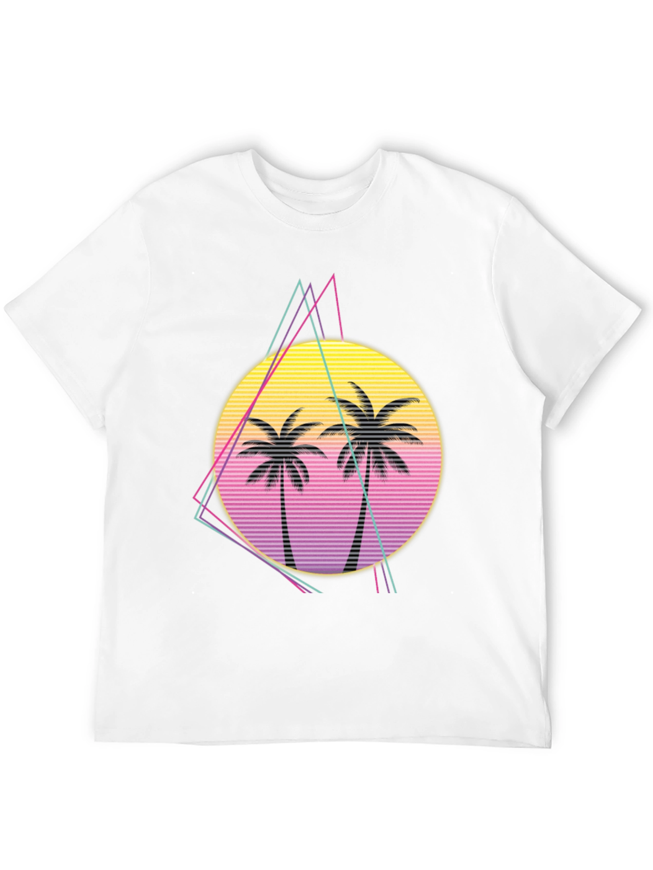 Retro Palm Tree Sunset Graphic Tee - Black