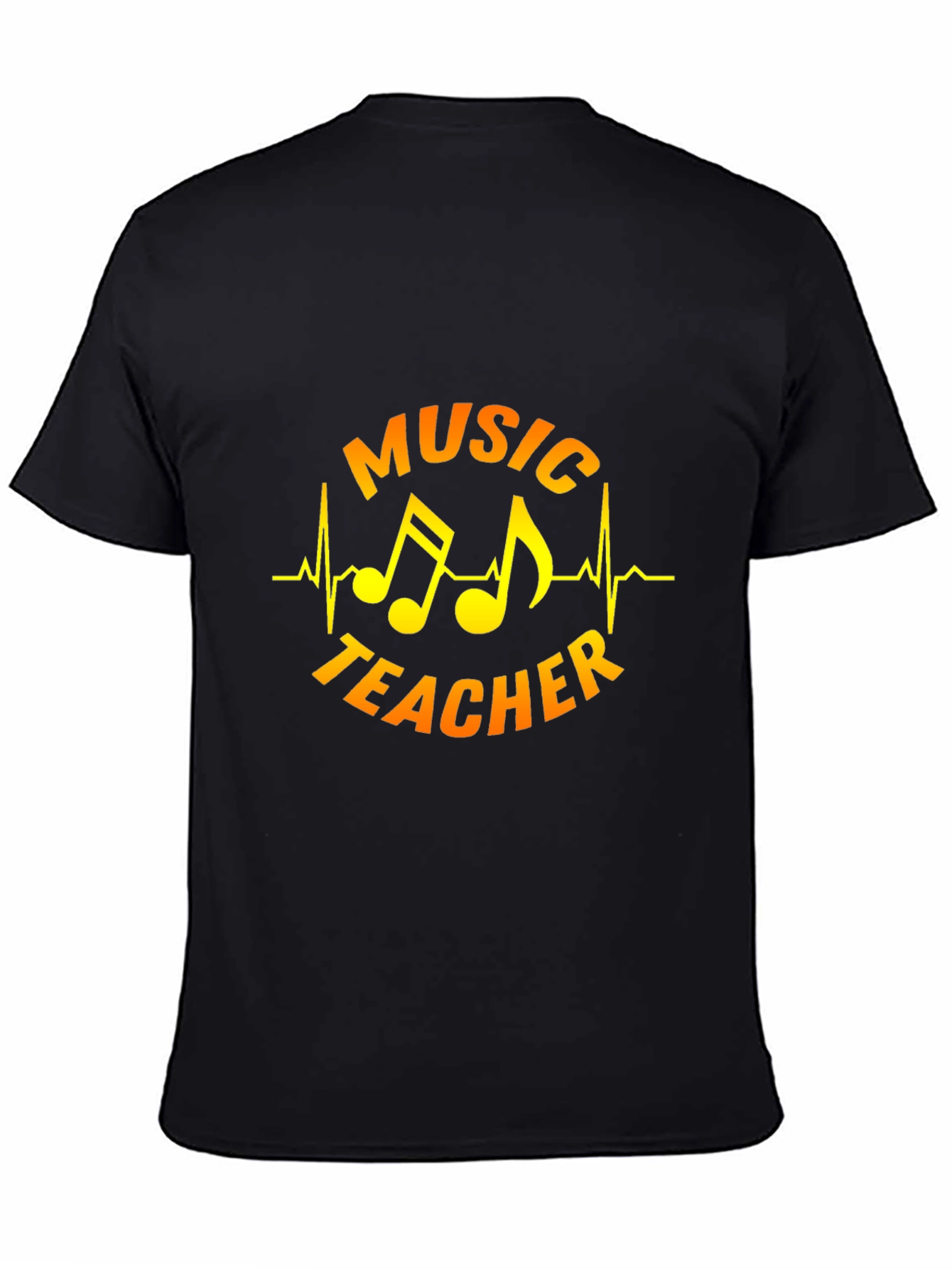Music Teacher T-Shirt - Musical Notes Heartbeat Design
