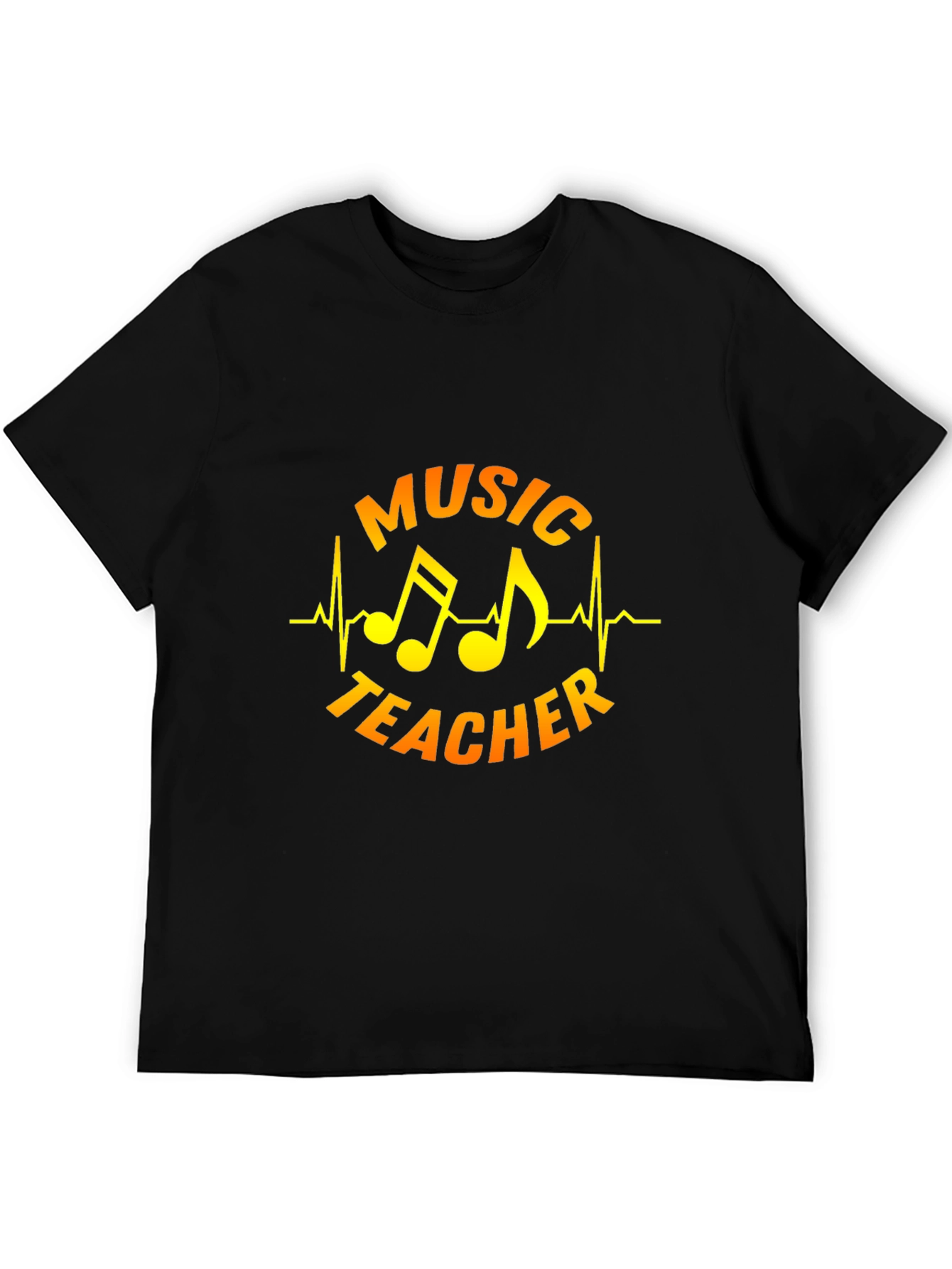 Music Teacher T-Shirt - Musical Notes Heartbeat Design