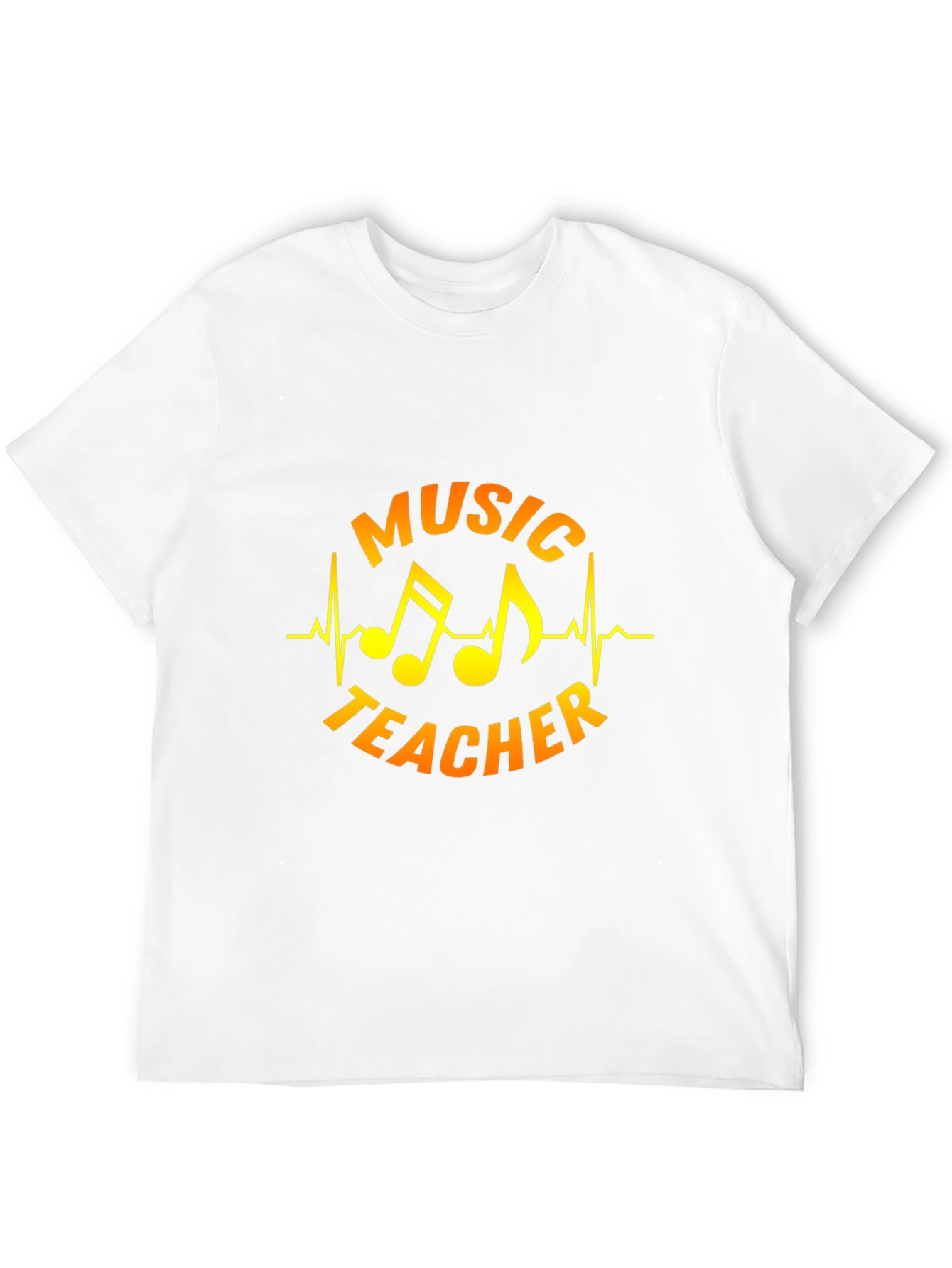 Music Teacher T-Shirt - Musical Notes Heartbeat Design