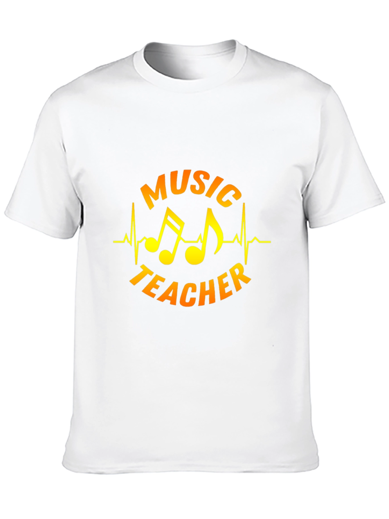 Music Teacher T-Shirt - Musical Notes Heartbeat Design