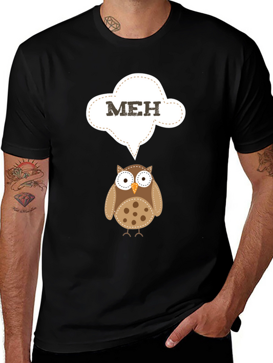 Meh Owl T-Shirt - Funny Cartoon Graphic Tee