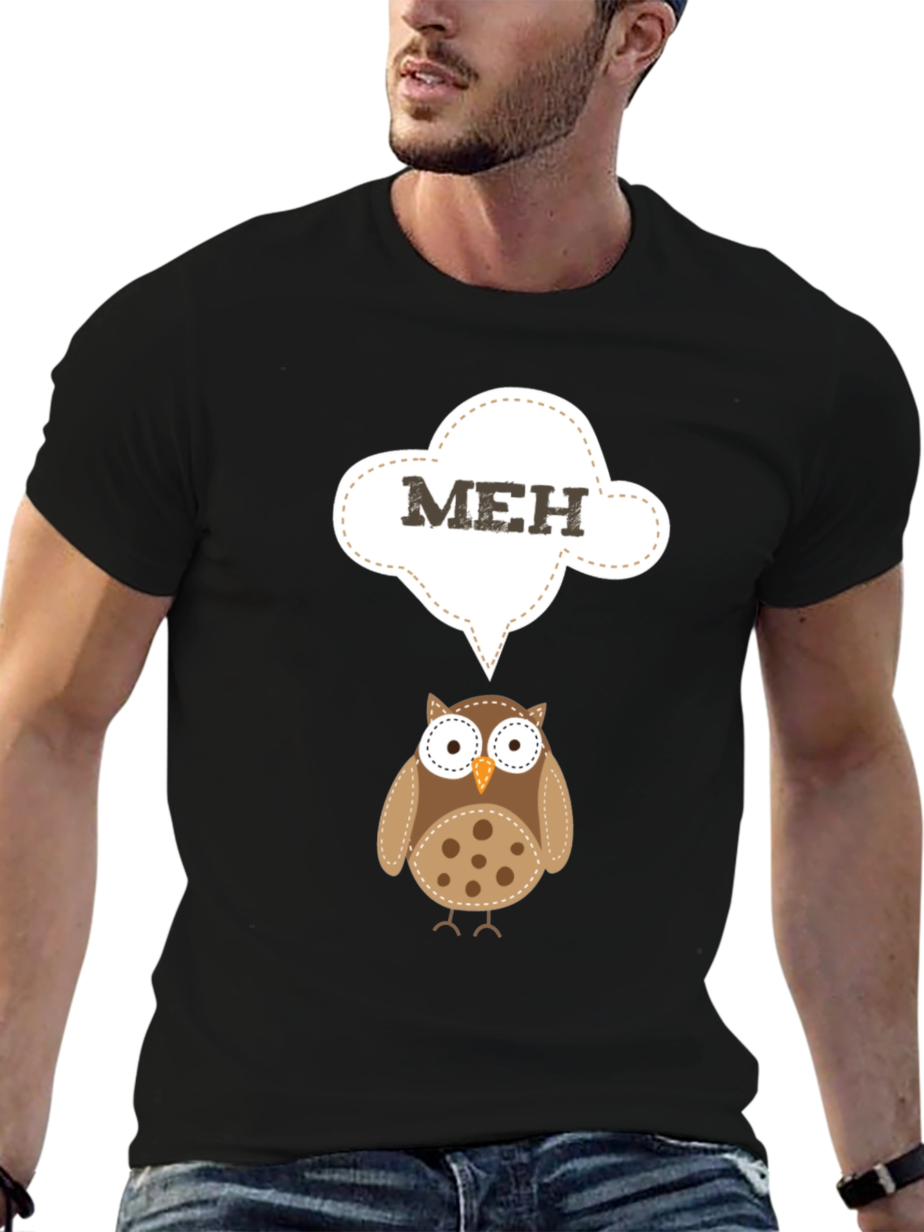 Meh Owl T-Shirt - Funny Cartoon Graphic Tee