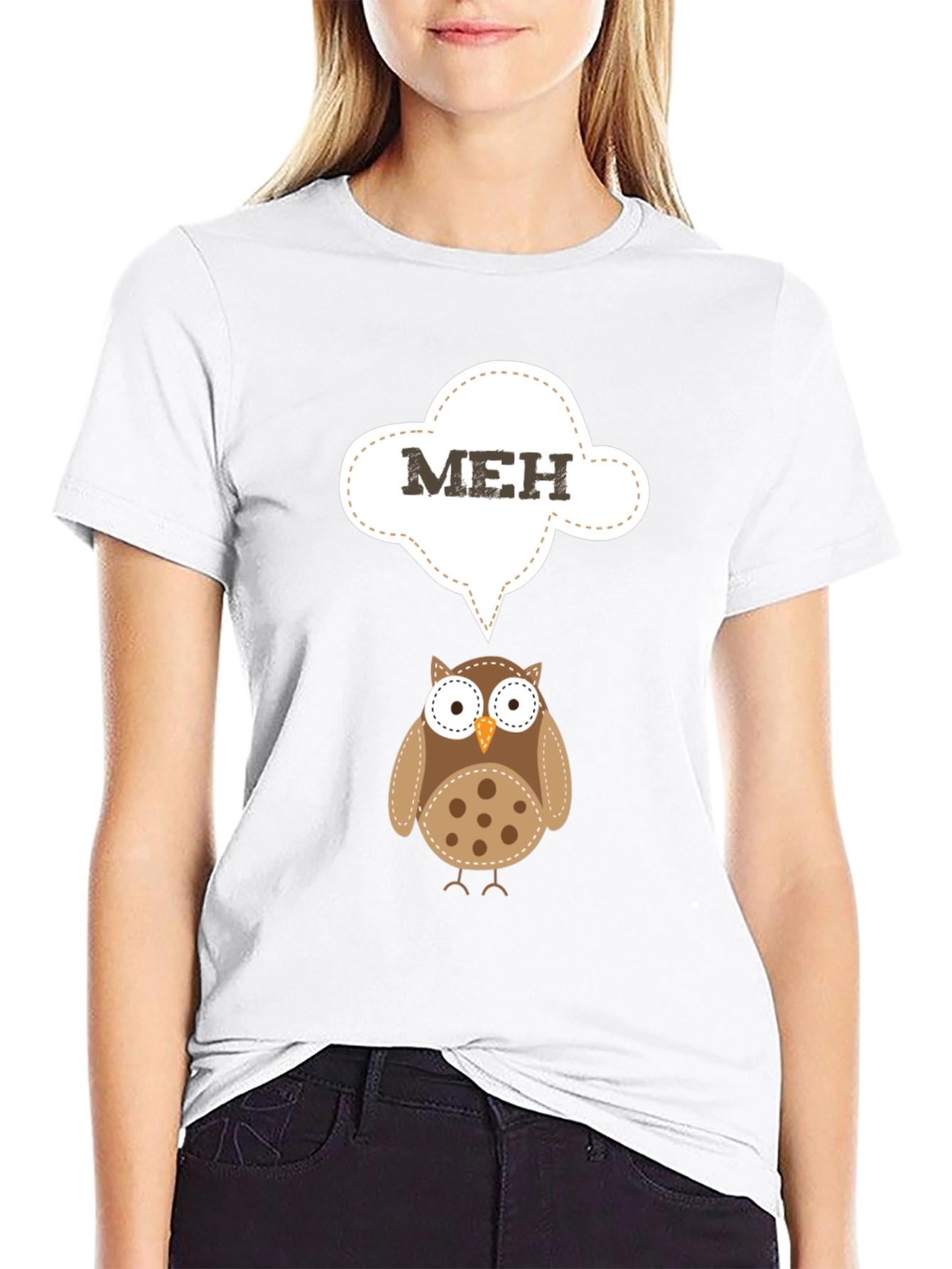 Meh Owl T-Shirt - Funny Cartoon Graphic Tee