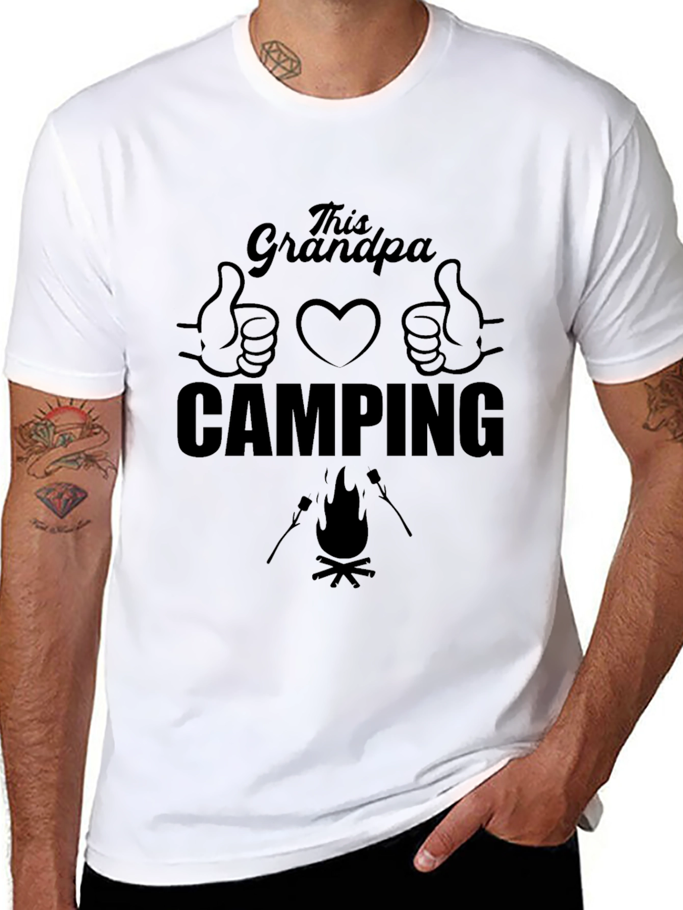 This Grandpa Loves Camping T-Shirt - Black