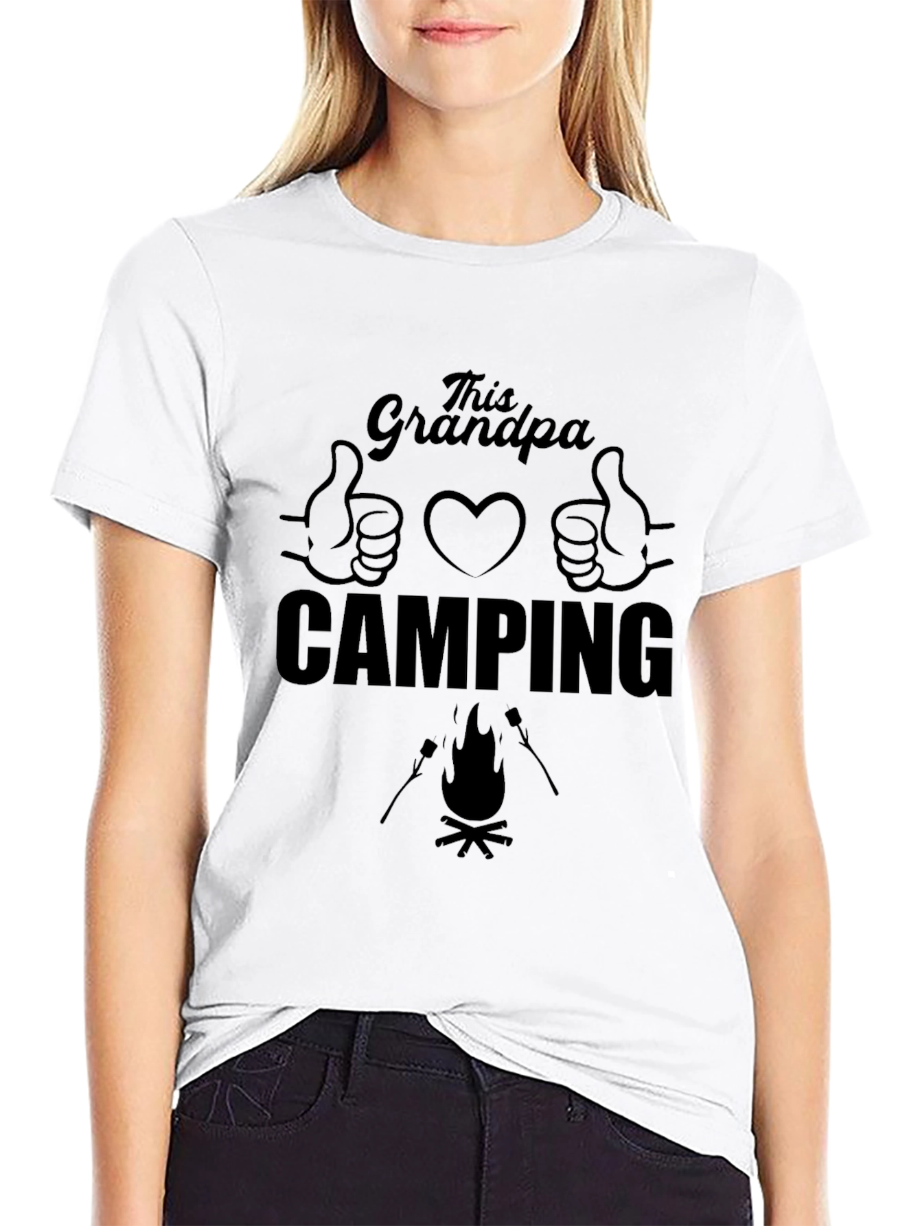 This Grandpa Loves Camping T-Shirt - Black