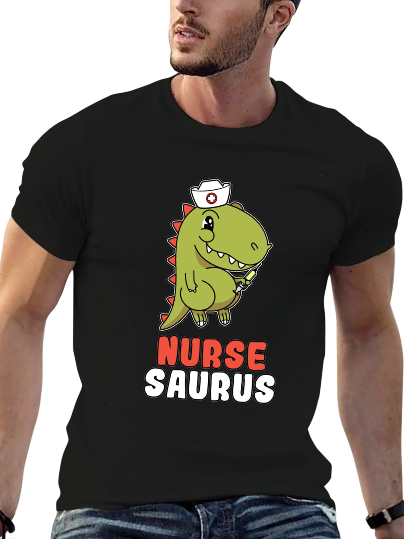 Nurse Saurus T-Shirt - Funny Dino Graphic Tee
