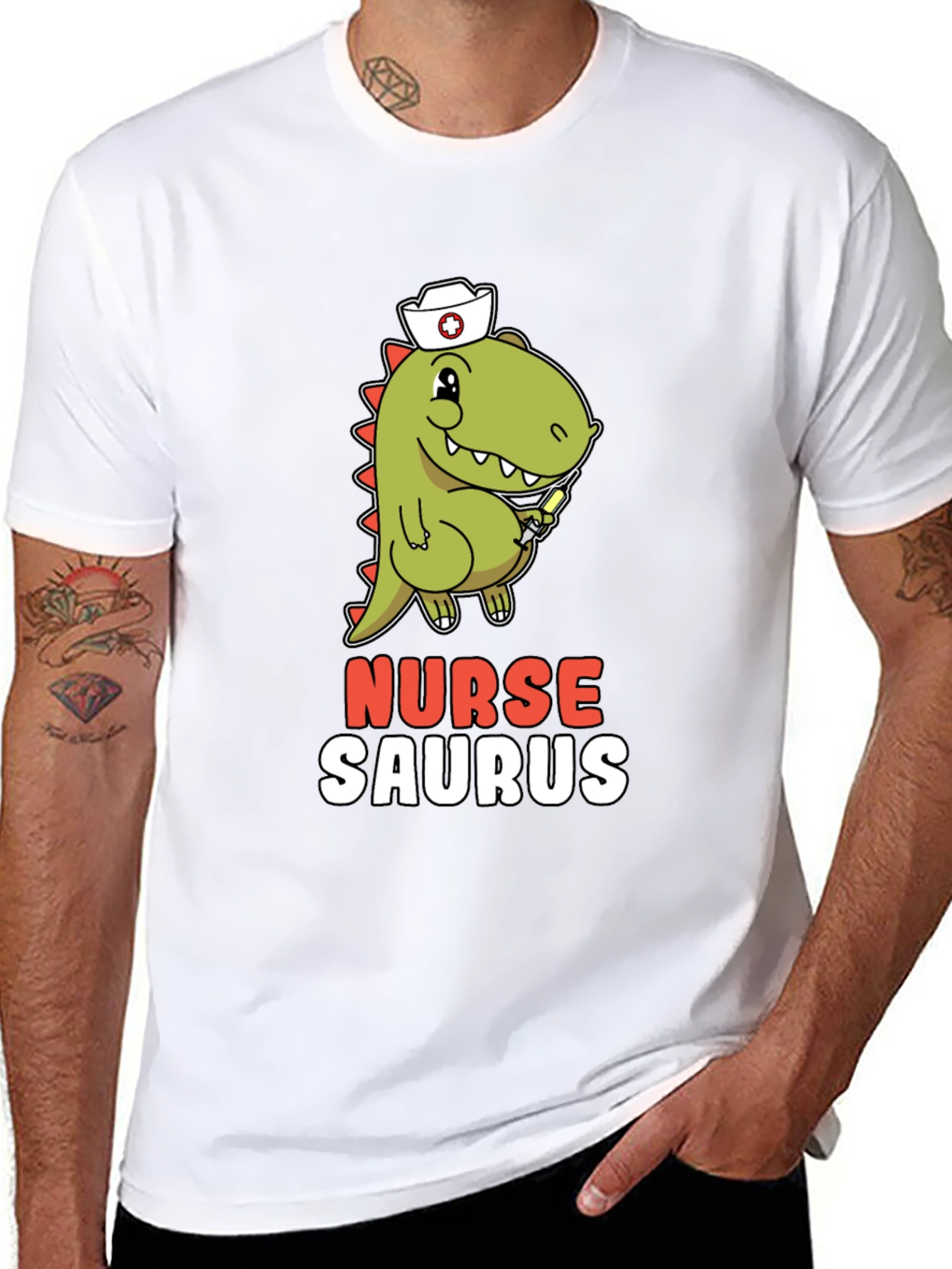 Nurse Saurus T-Shirt - Funny Dino Graphic Tee