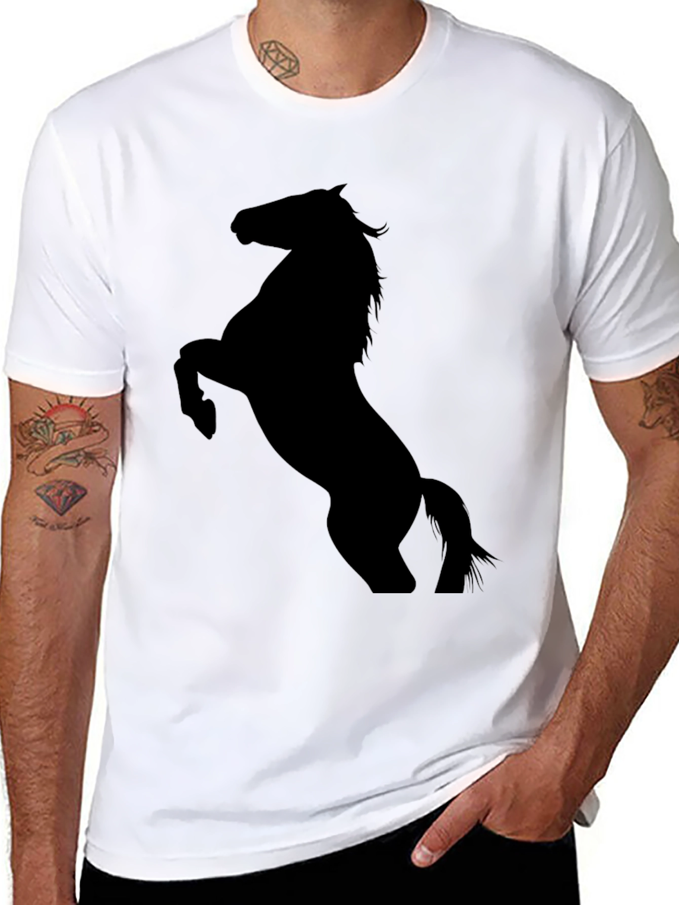 Black Horse Silhouette Tee - Equestrian Style