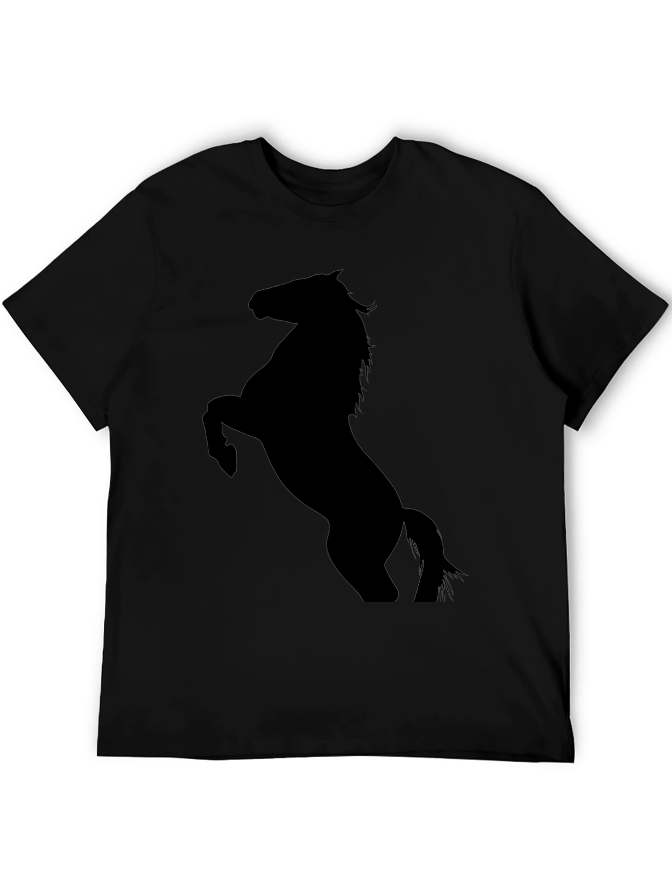 Black Horse Silhouette Tee - Equestrian Style