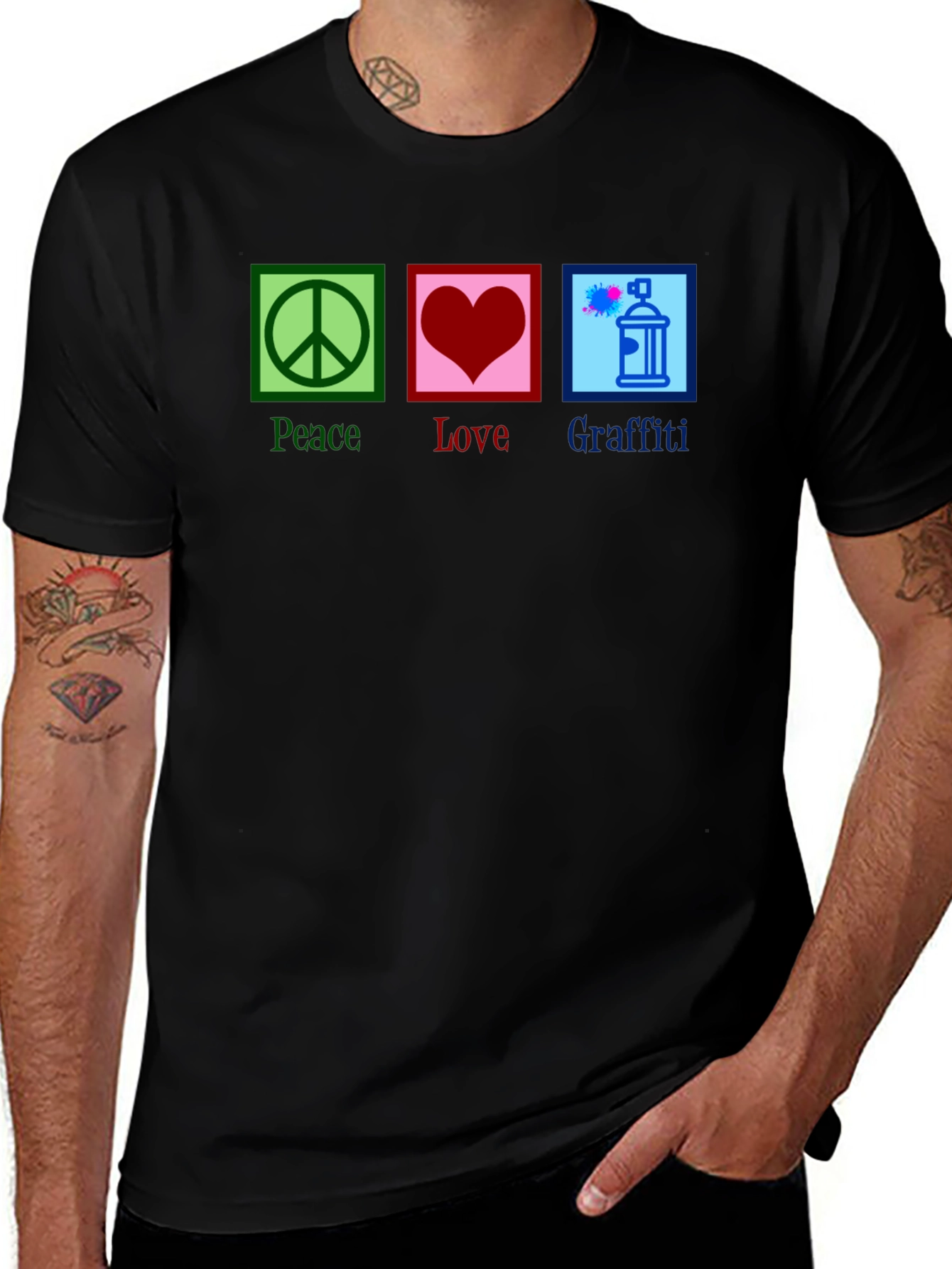 Peace Love Graffiti T-Shirt - Unique Graphic Tee