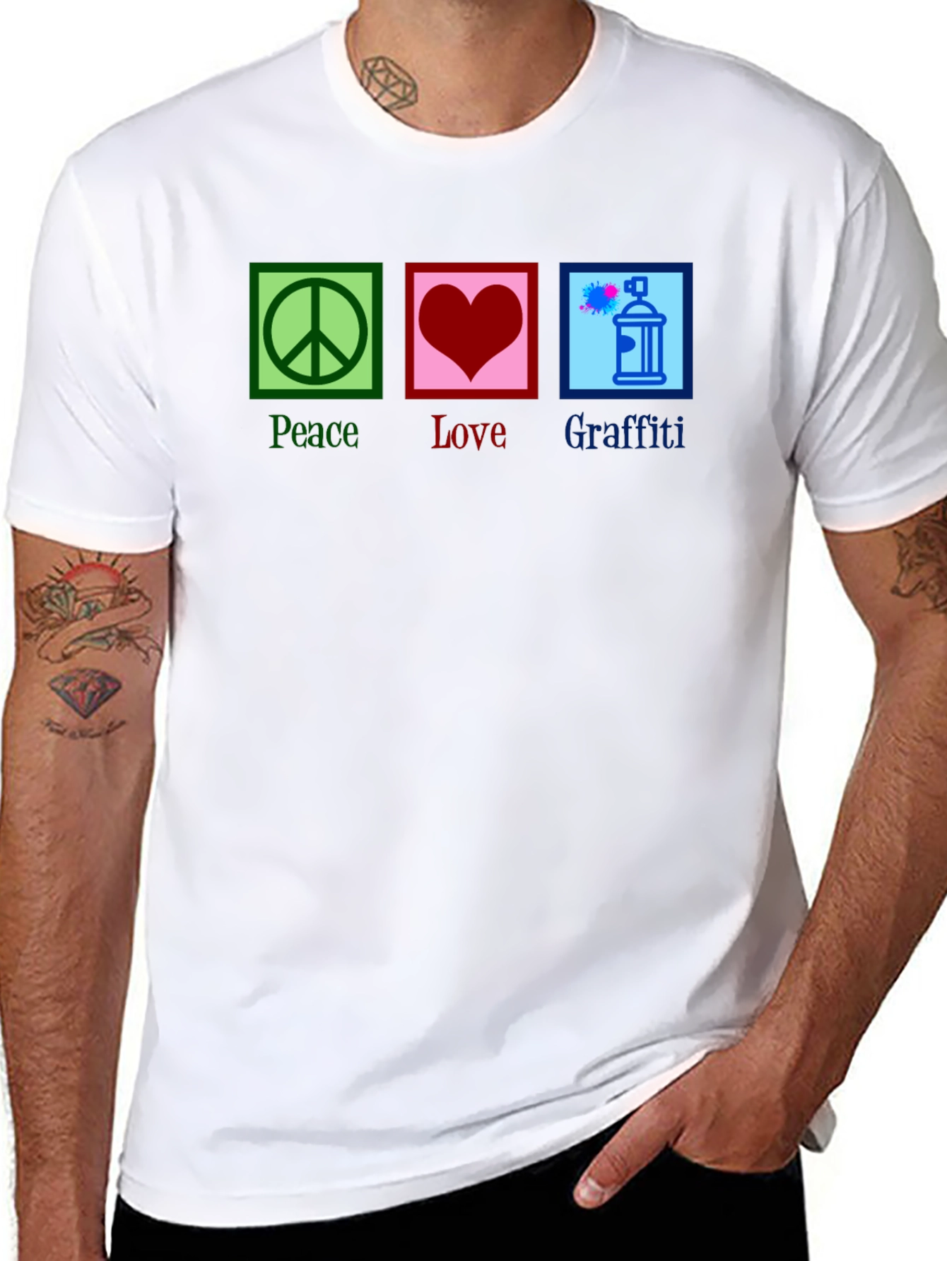 Peace Love Graffiti T-Shirt - Unique Graphic Tee