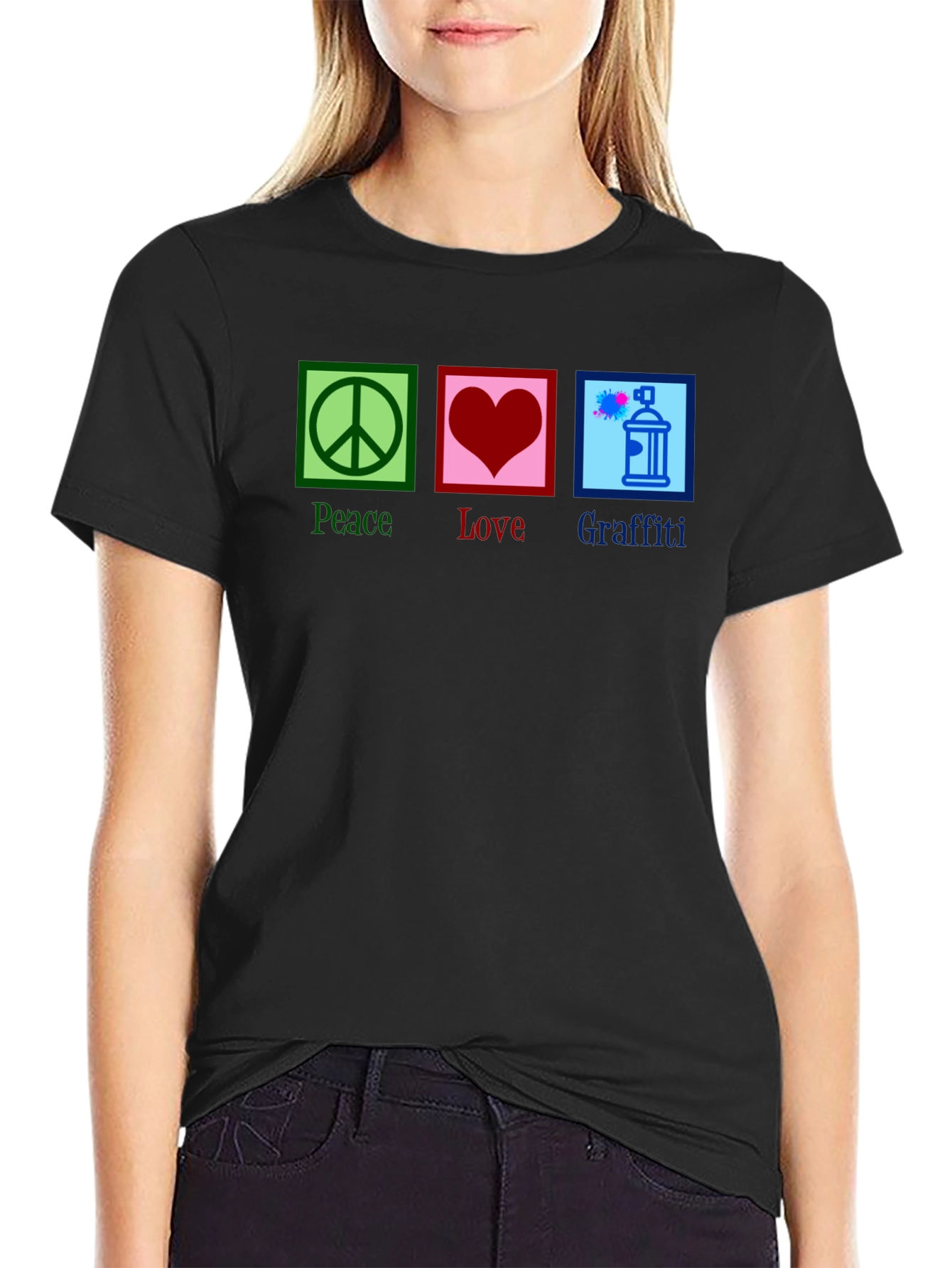Peace Love Graffiti T-Shirt - Unique Graphic Tee