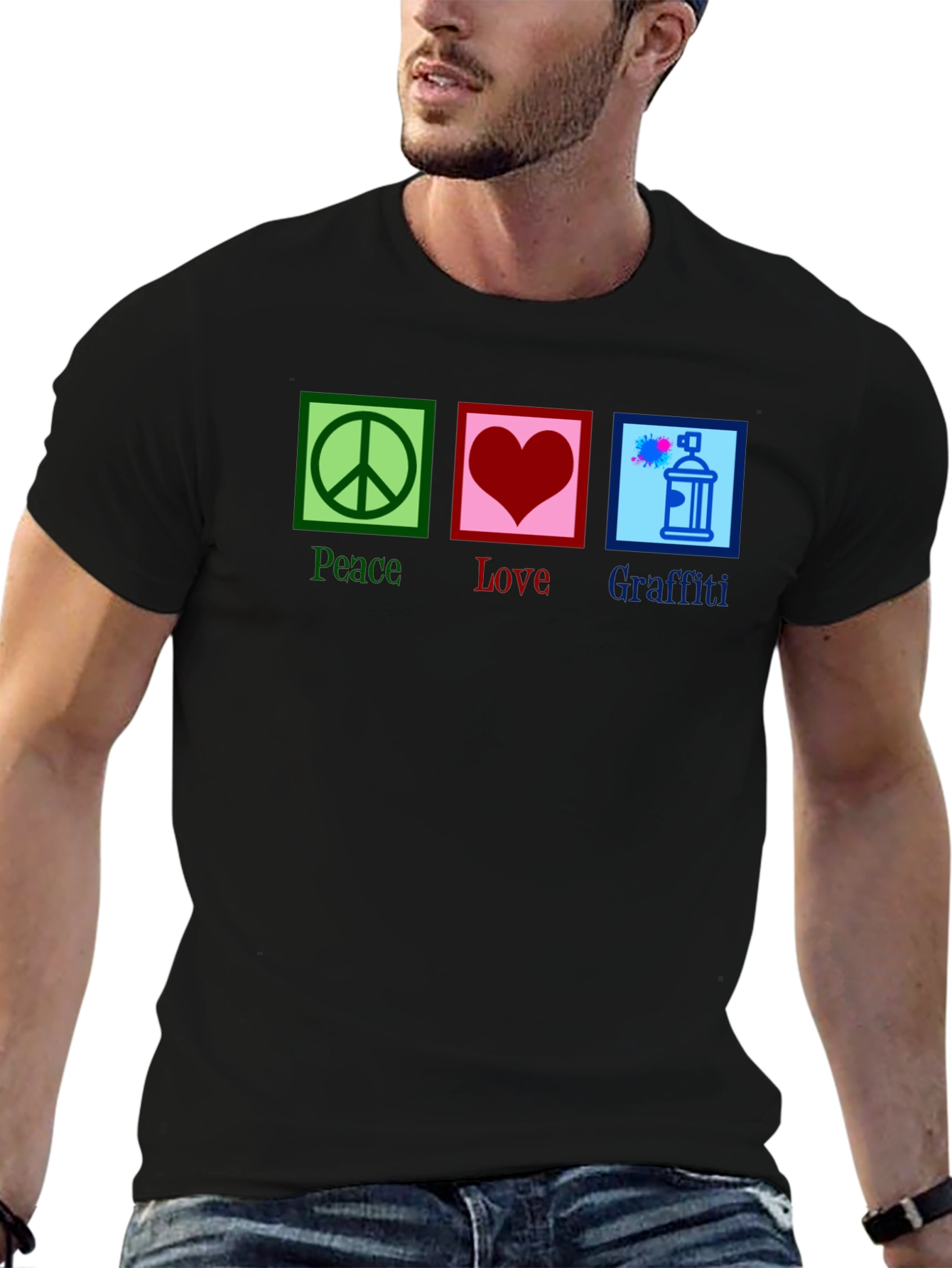 Peace Love Graffiti T-Shirt - Unique Graphic Tee