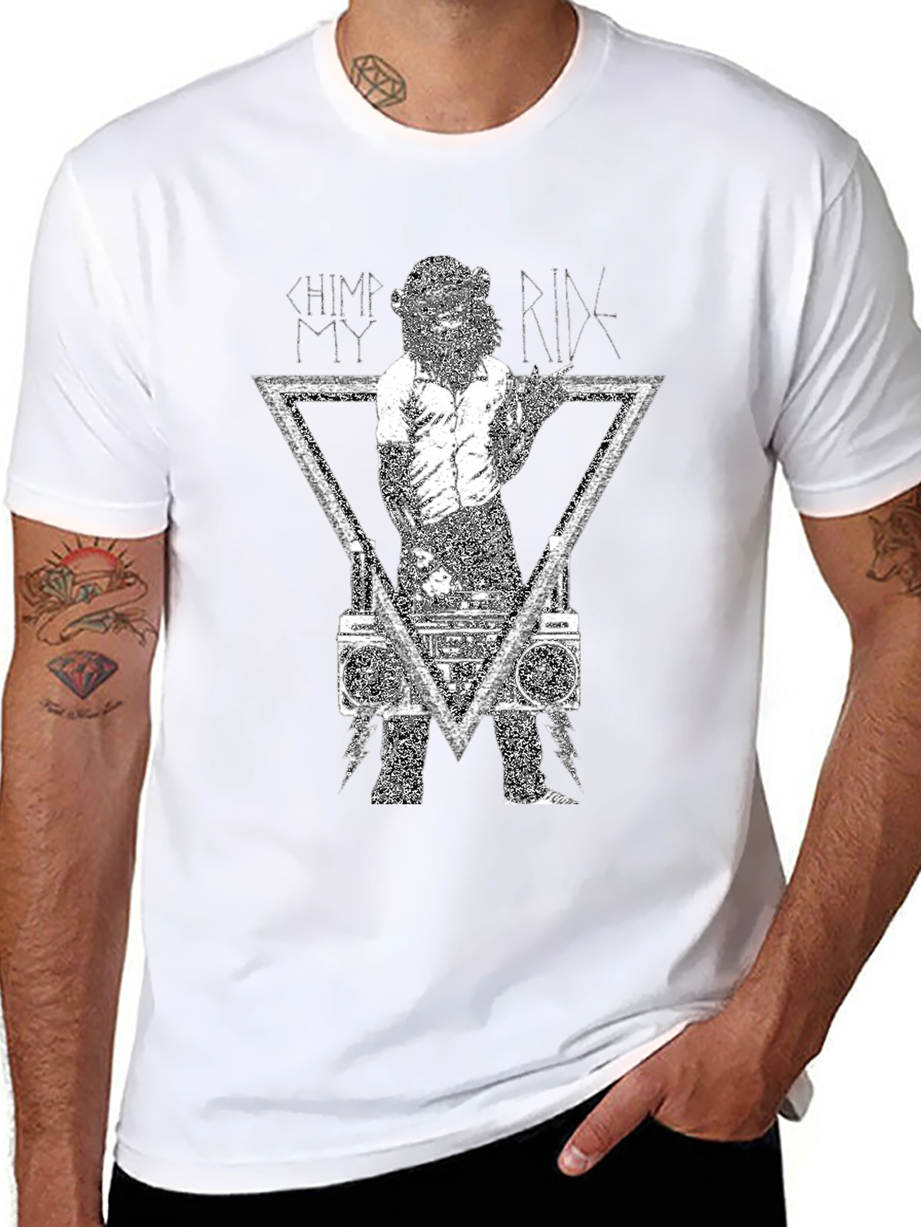 Chimp My Ride Graphic Tee - Black Cotton T-Shirt
