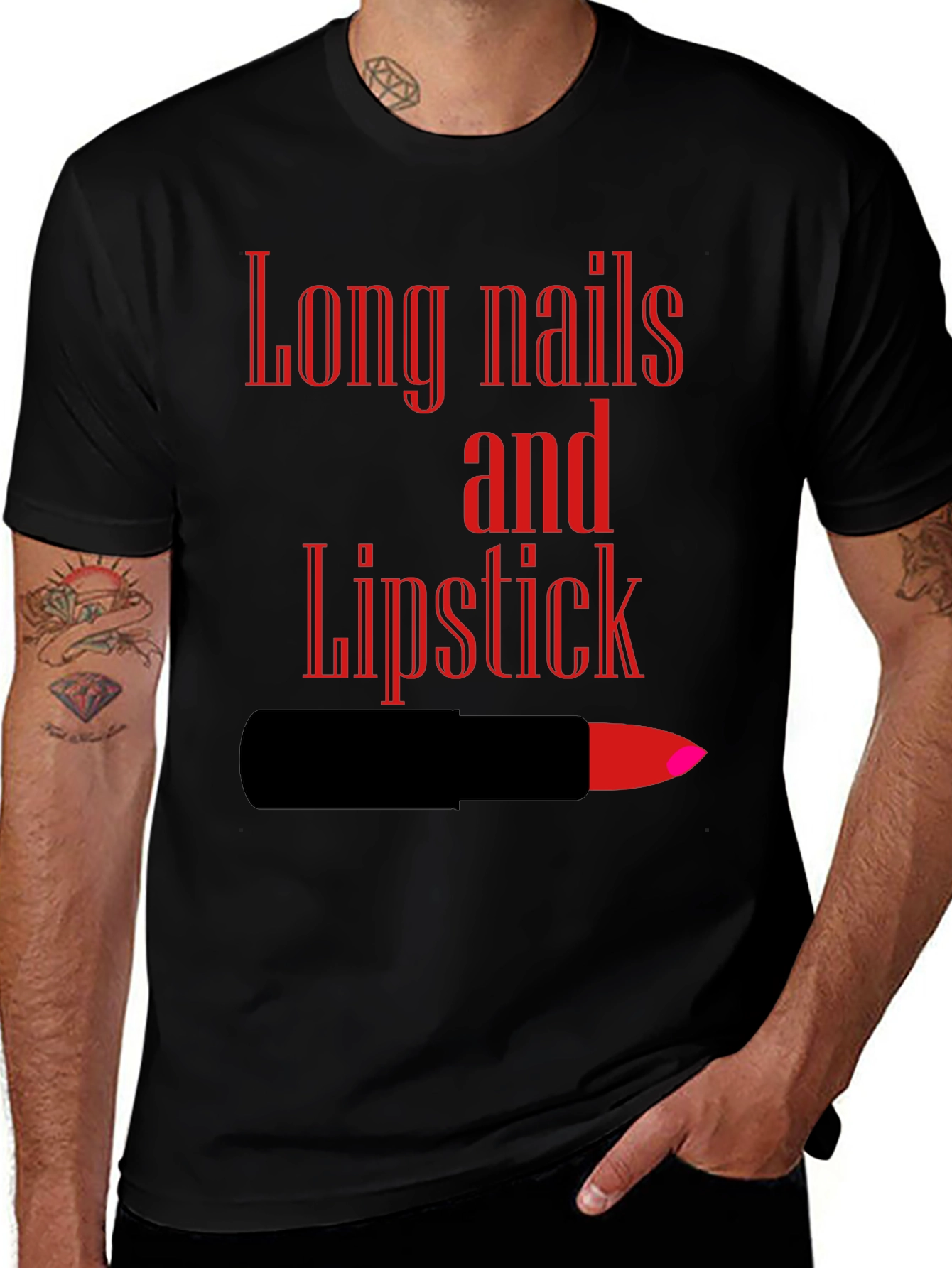 Long Nails and Lipstick Graphic Tee - Black