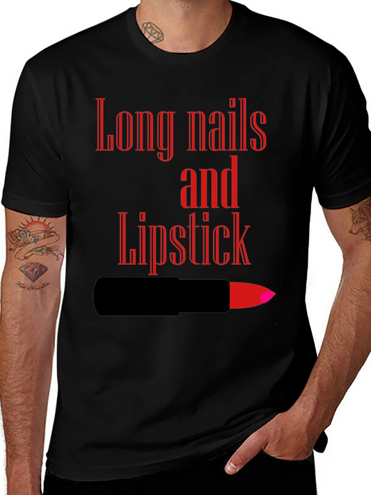 Long Nails and Lipstick Graphic Tee - Black