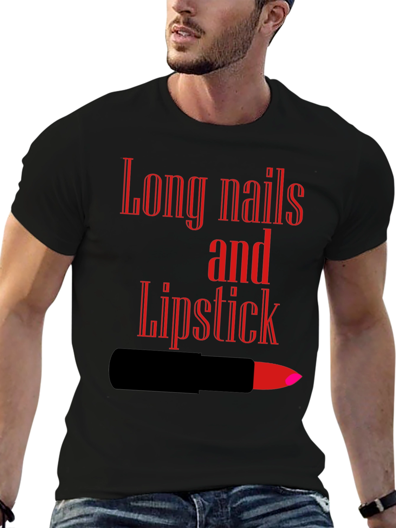 Long Nails and Lipstick Graphic Tee - Black