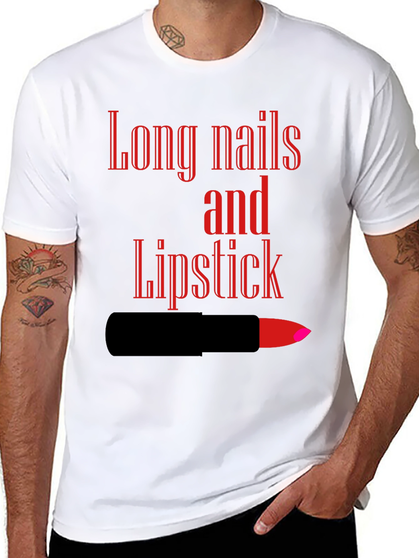 Long Nails and Lipstick Graphic Tee - Black