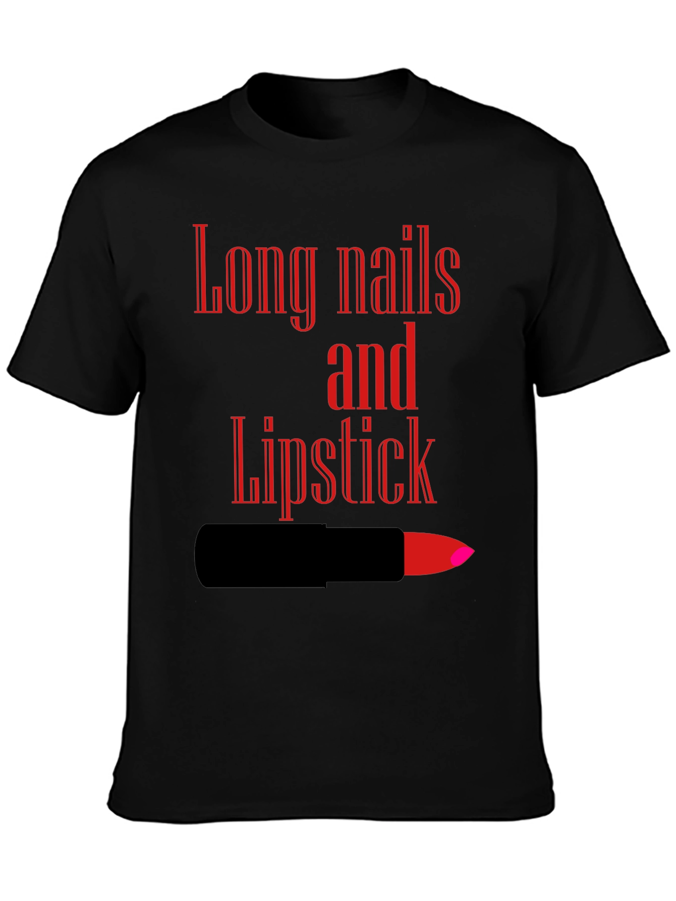Long Nails and Lipstick Graphic Tee - Black