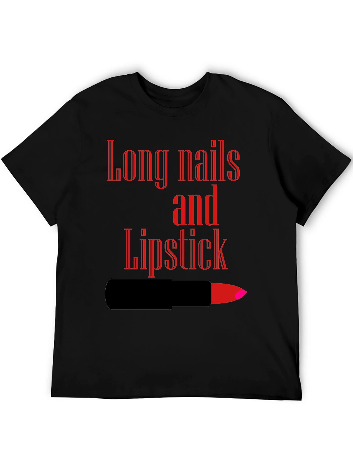 Long Nails and Lipstick Graphic Tee - Black