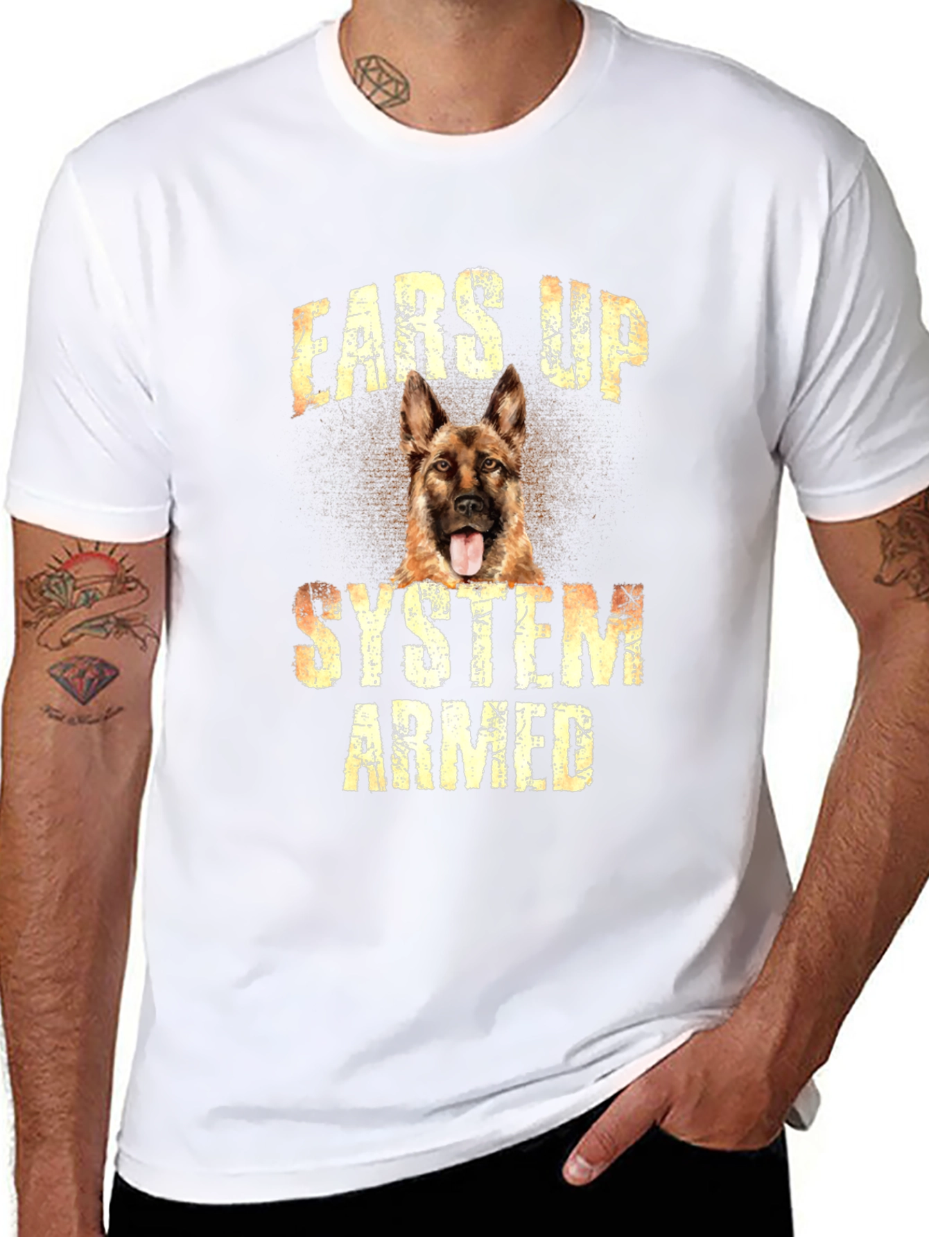 Ears Up System Armed Dog T-Shirt