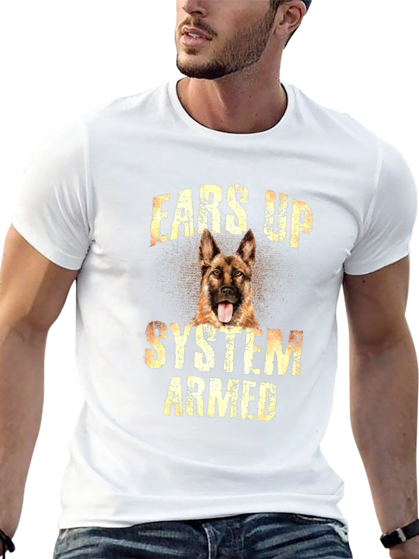 Ears Up System Armed Dog T-Shirt