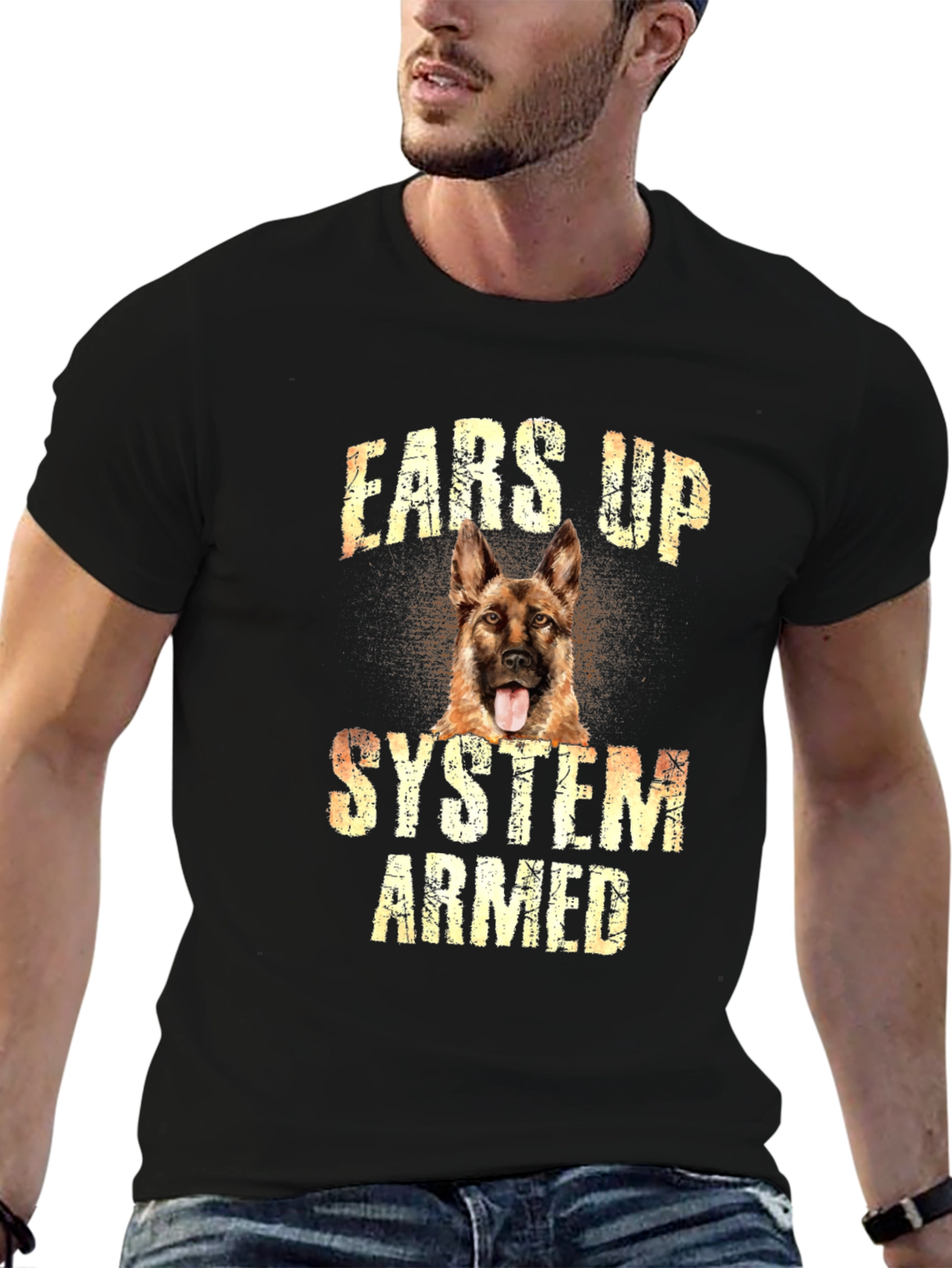 Ears Up System Armed Dog T-Shirt