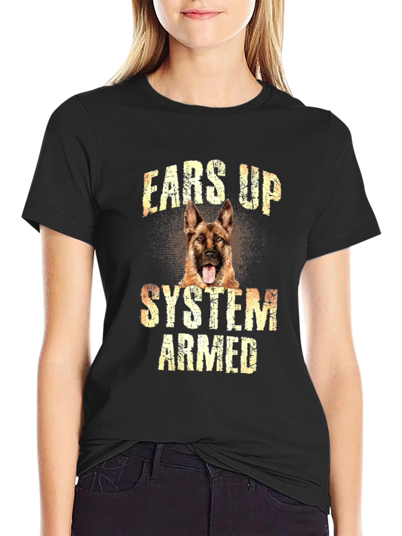 Ears Up System Armed Dog T-Shirt